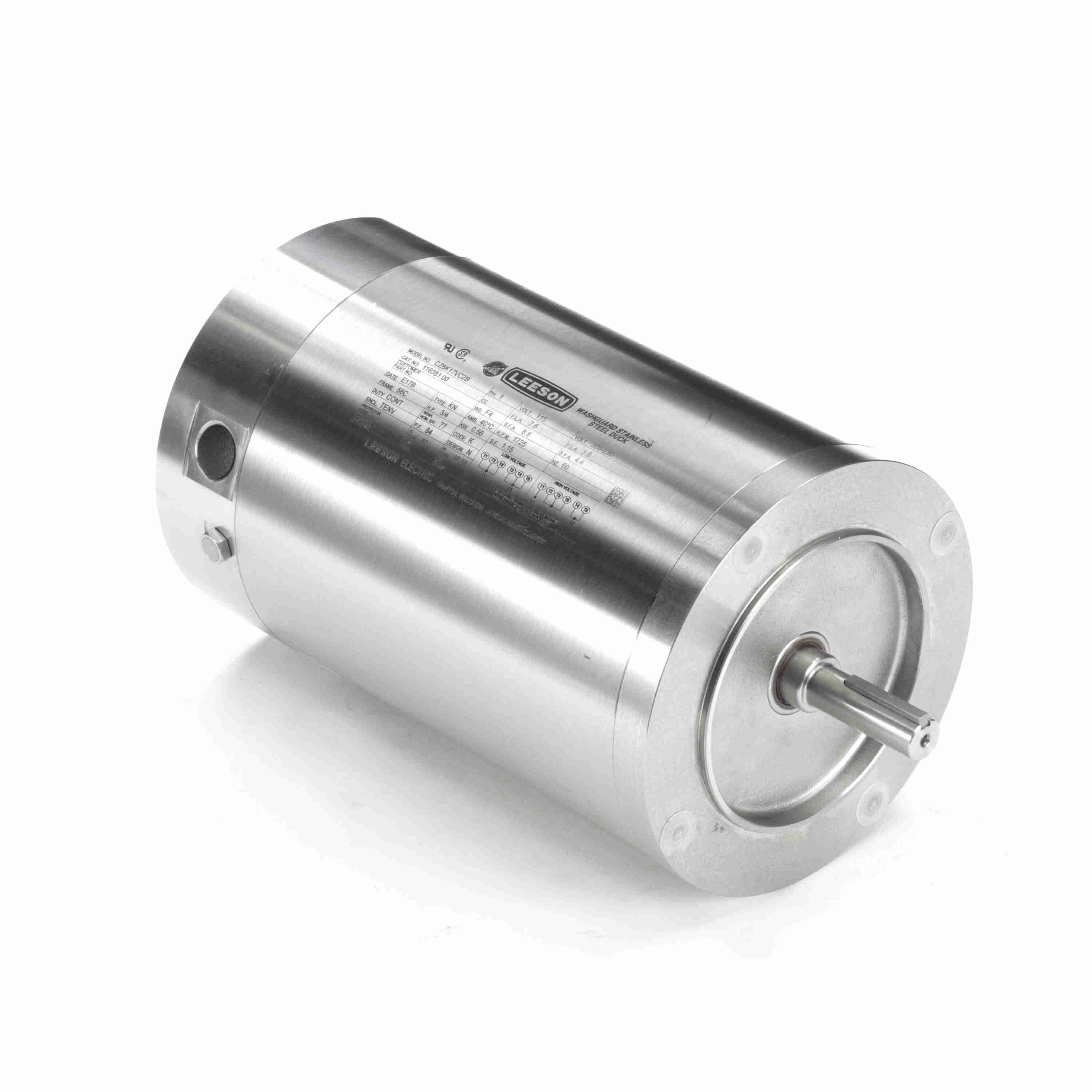 116351.00 Leeson 3/4HP Washguard All-Stainless Electric Motor, 1725RPM