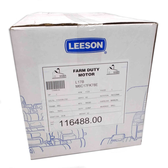 116488.00 1HP Leeson Ag Duty Electric Motor