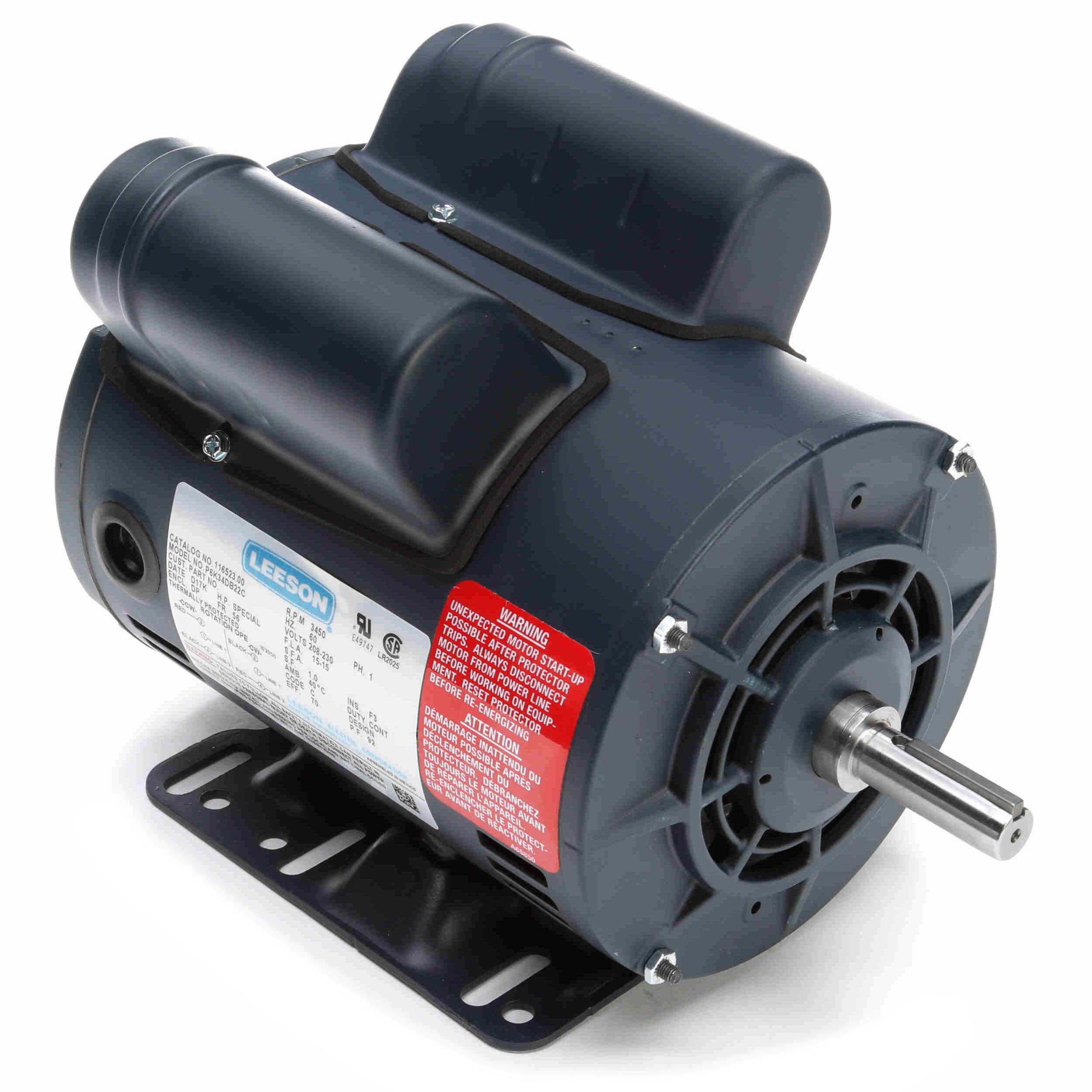 116523.00 Leeson 5HP Compressor Duty Electric Motor, 3600 RPM