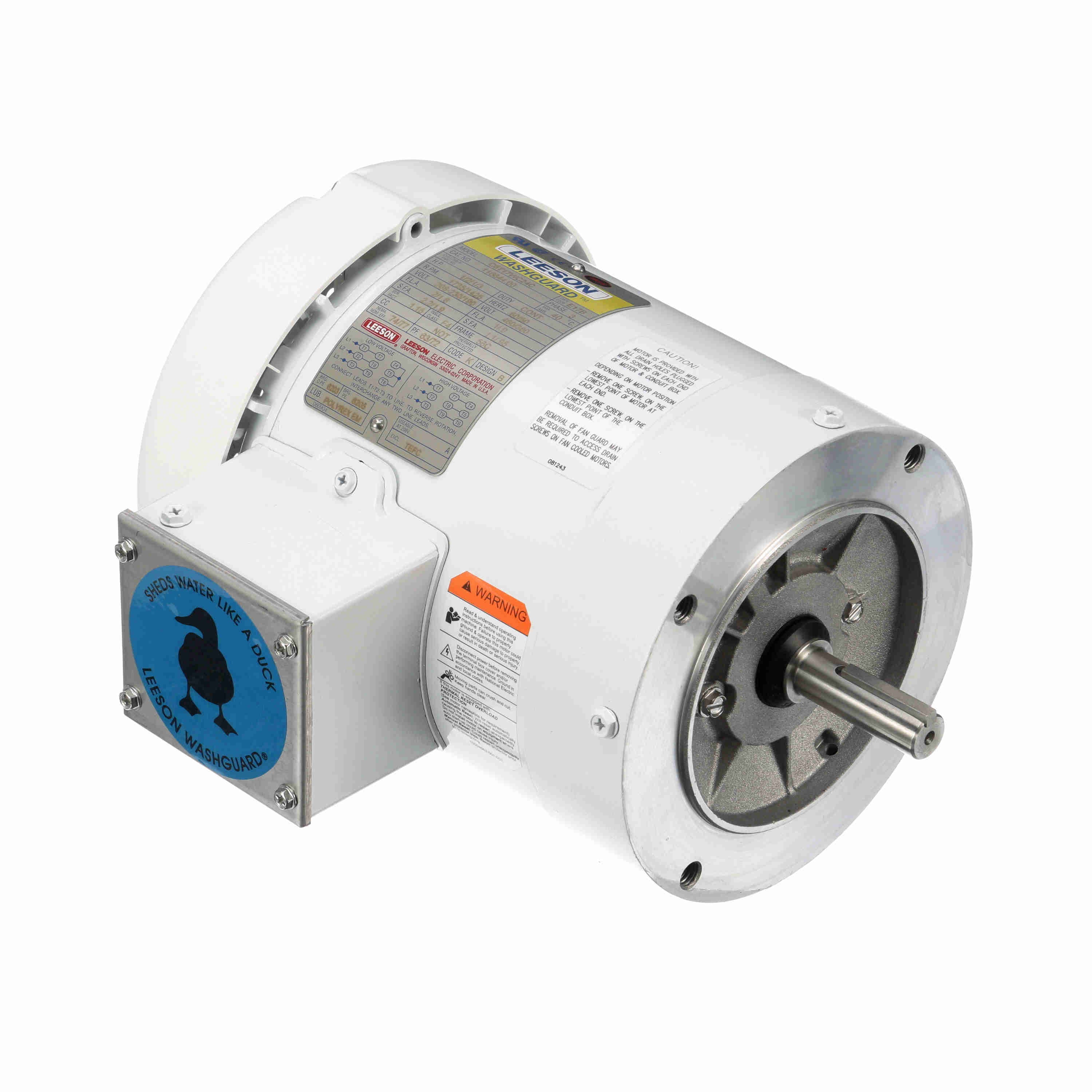 Leeson Washguard Electric Motor, 1/2 HP, 1800 RPM