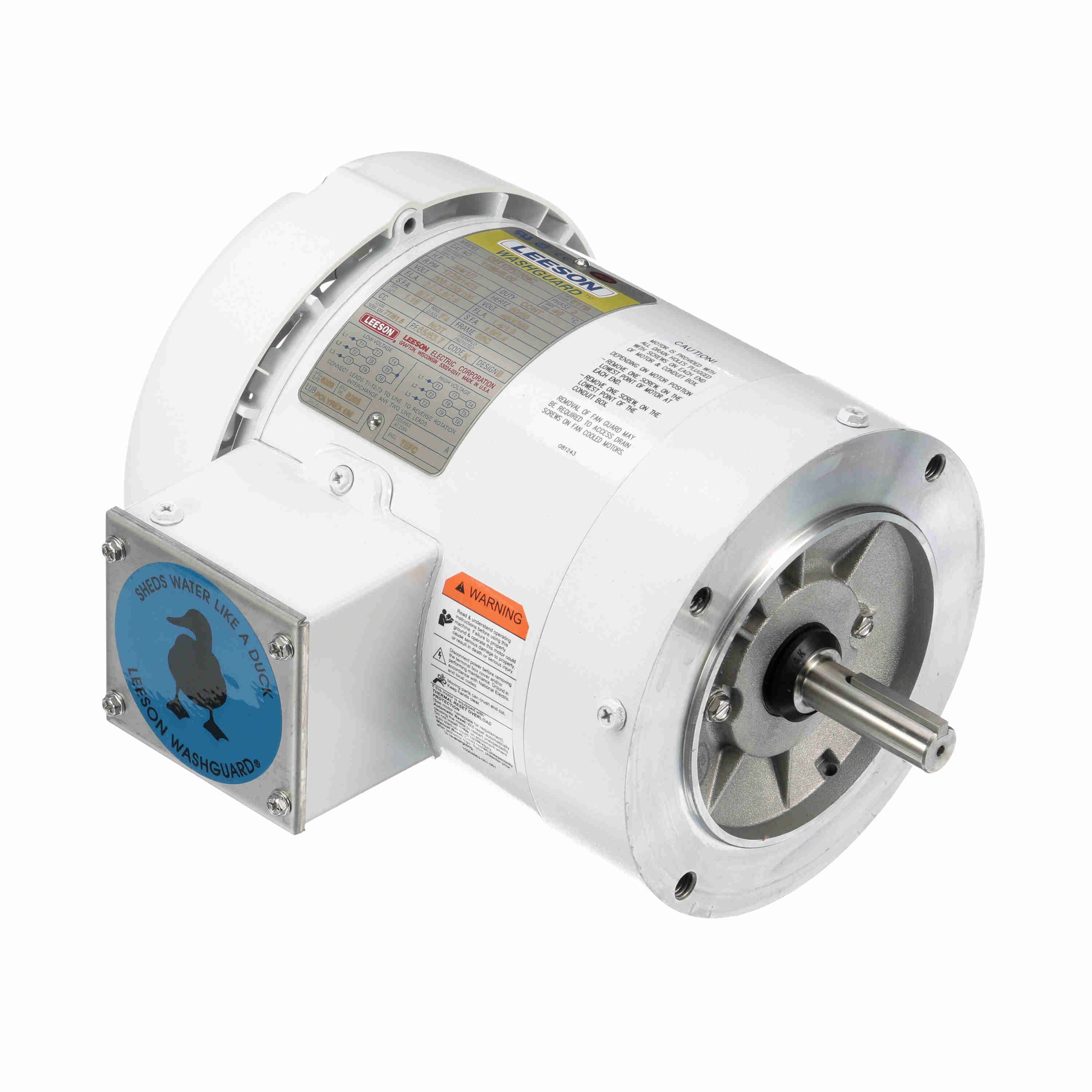 Leeson Washguard Electric Motor, 3/4 HP, 1800 RPM