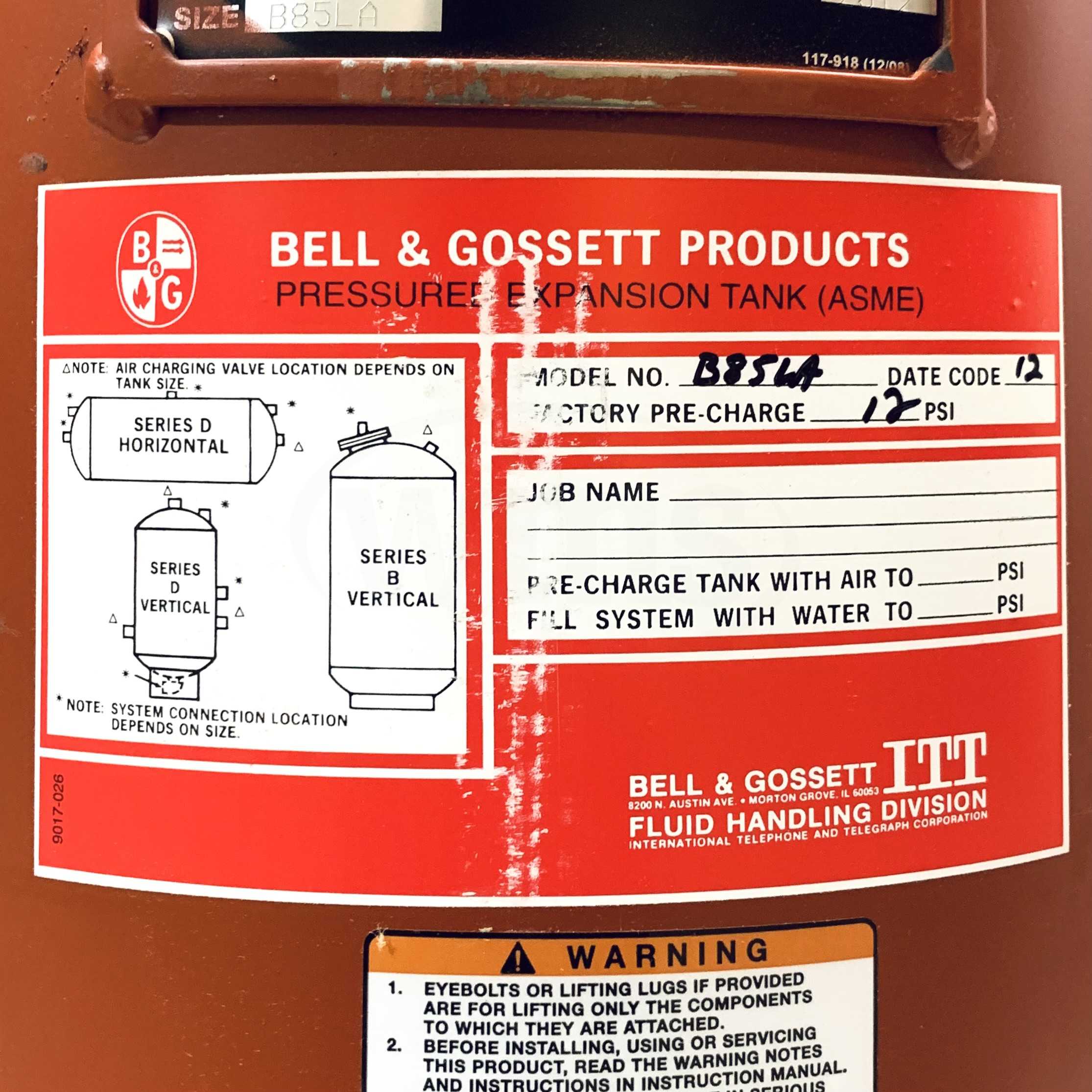 116784 B-85LA Bell & Gossett Pressure Expansion Tank - 0
