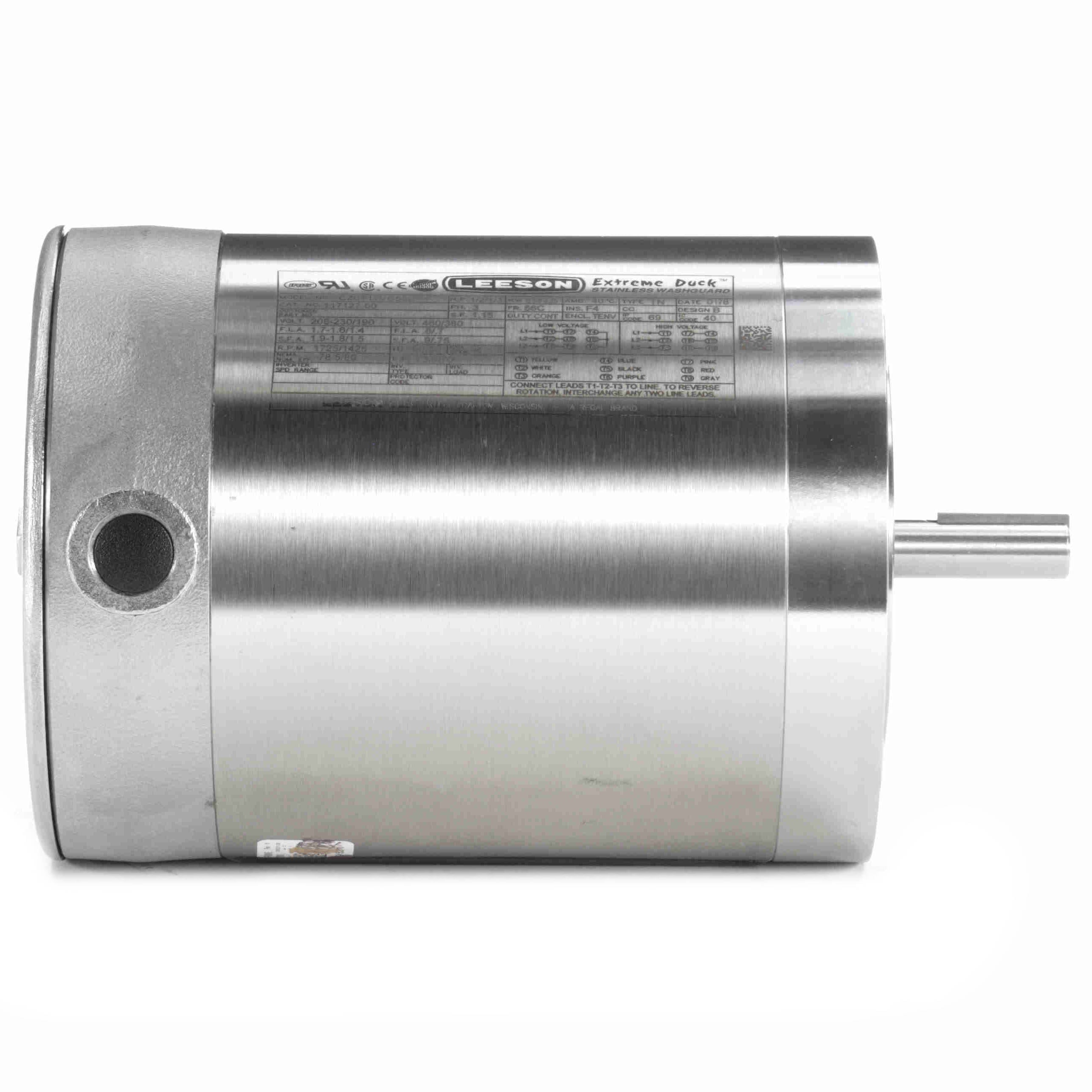 117127.00 Leeson 1/2HP Washdown Electric Motor, 1800RPM