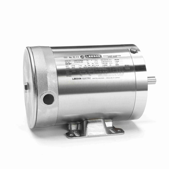 117275.00 Leeson 1/2HP Washguard Stainless Steel Electric Motor, 1140RPM