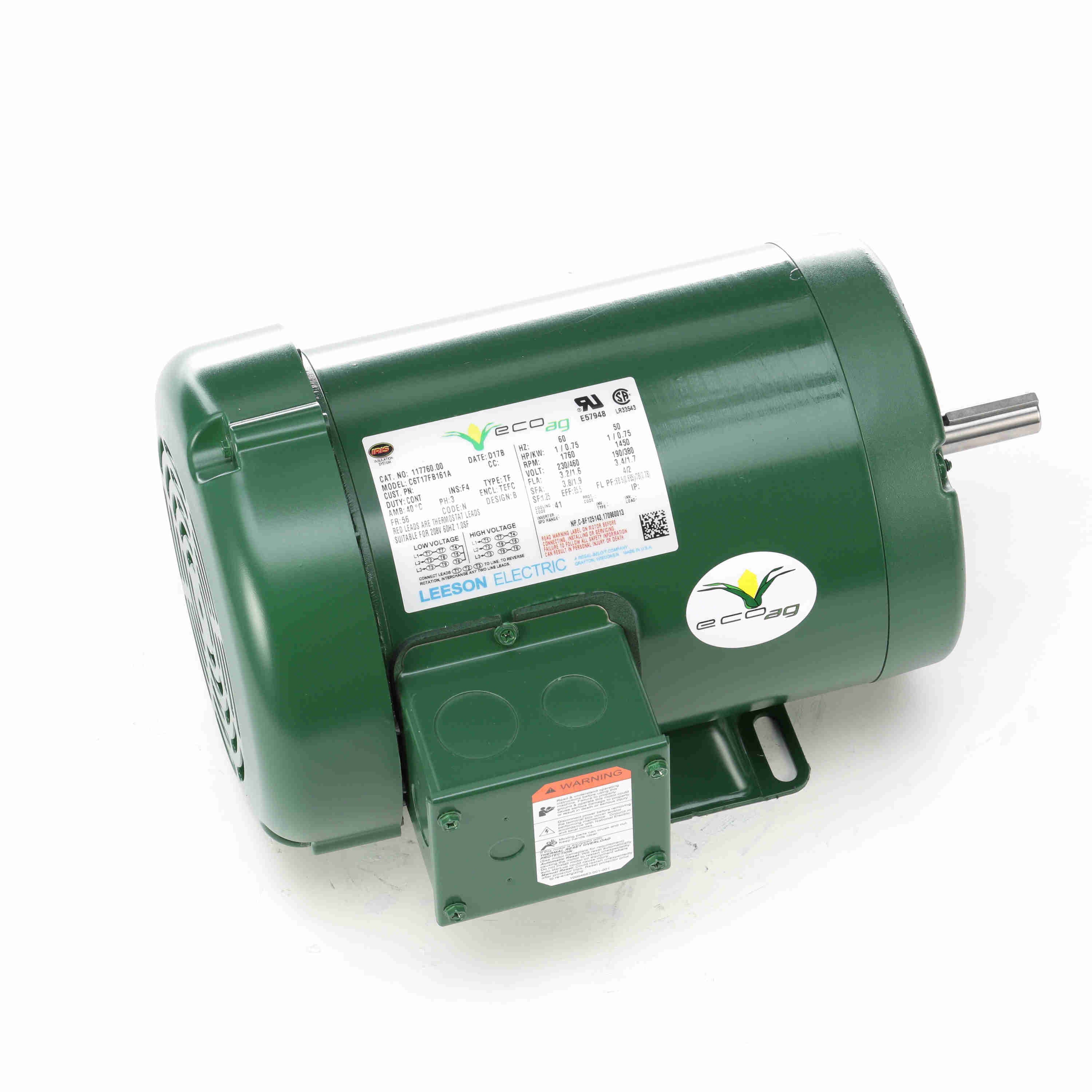 1HP Leeson Eco-Ag Farm Duty Electric Motor