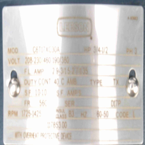117853.00 Leeson 3/4HP Explosion Proof Electric Motor, 1800RPM