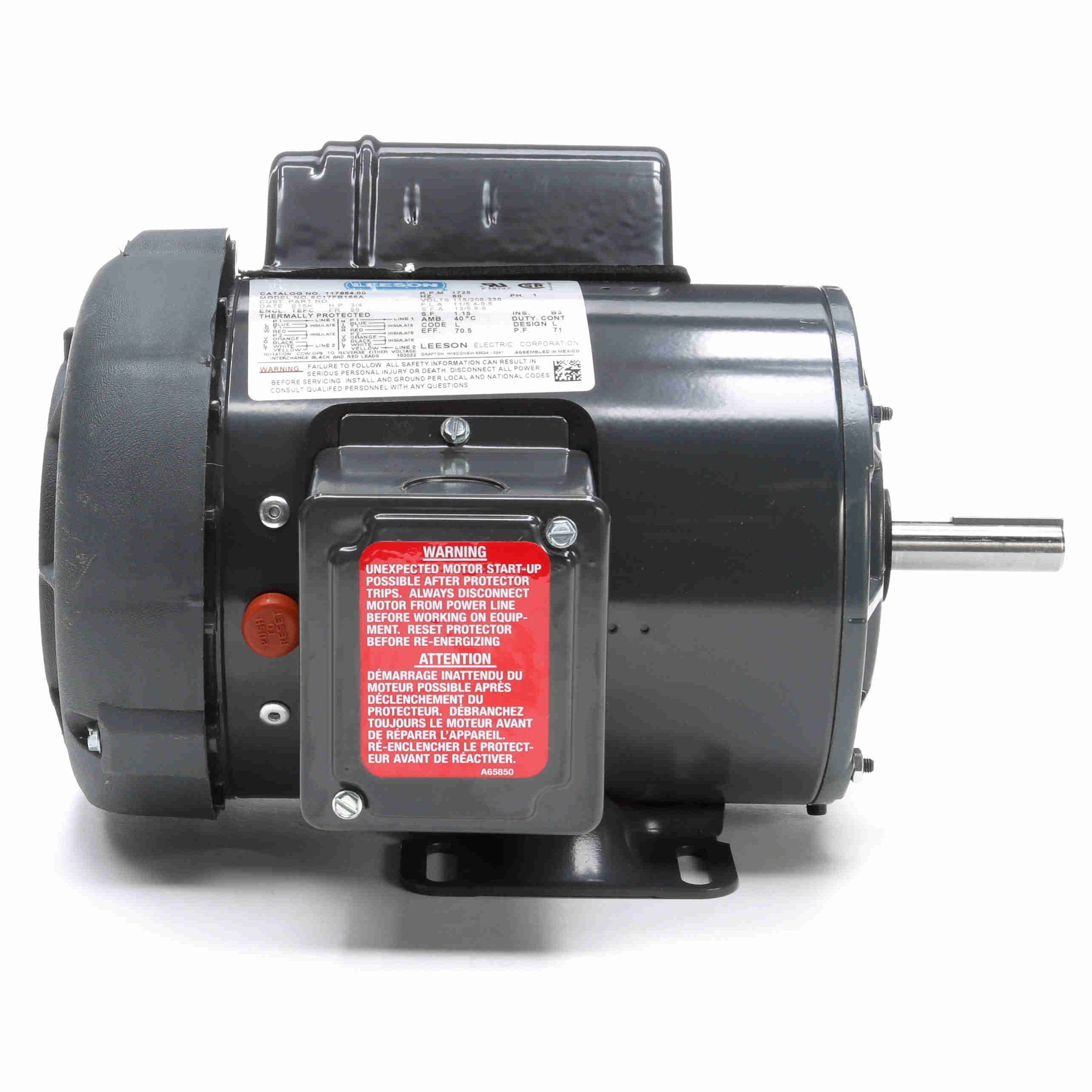 117864.00 Leeson 3/4HP Industry Agriculture High Torque Electric Motor, 1800RPM - 0