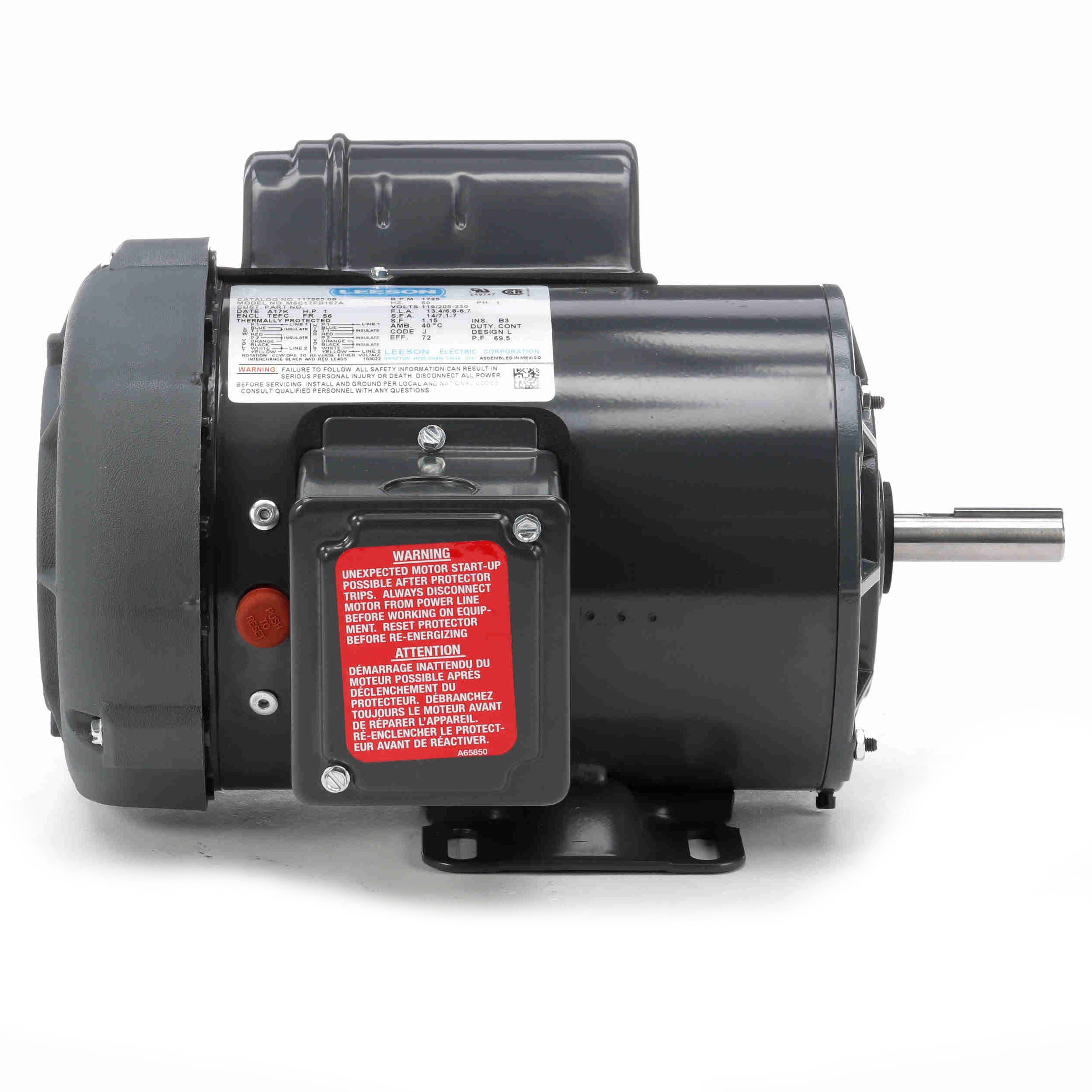 117865.00 Leeson 1HP Industry Agriculture High Torque Electric Motor, 1800RPM