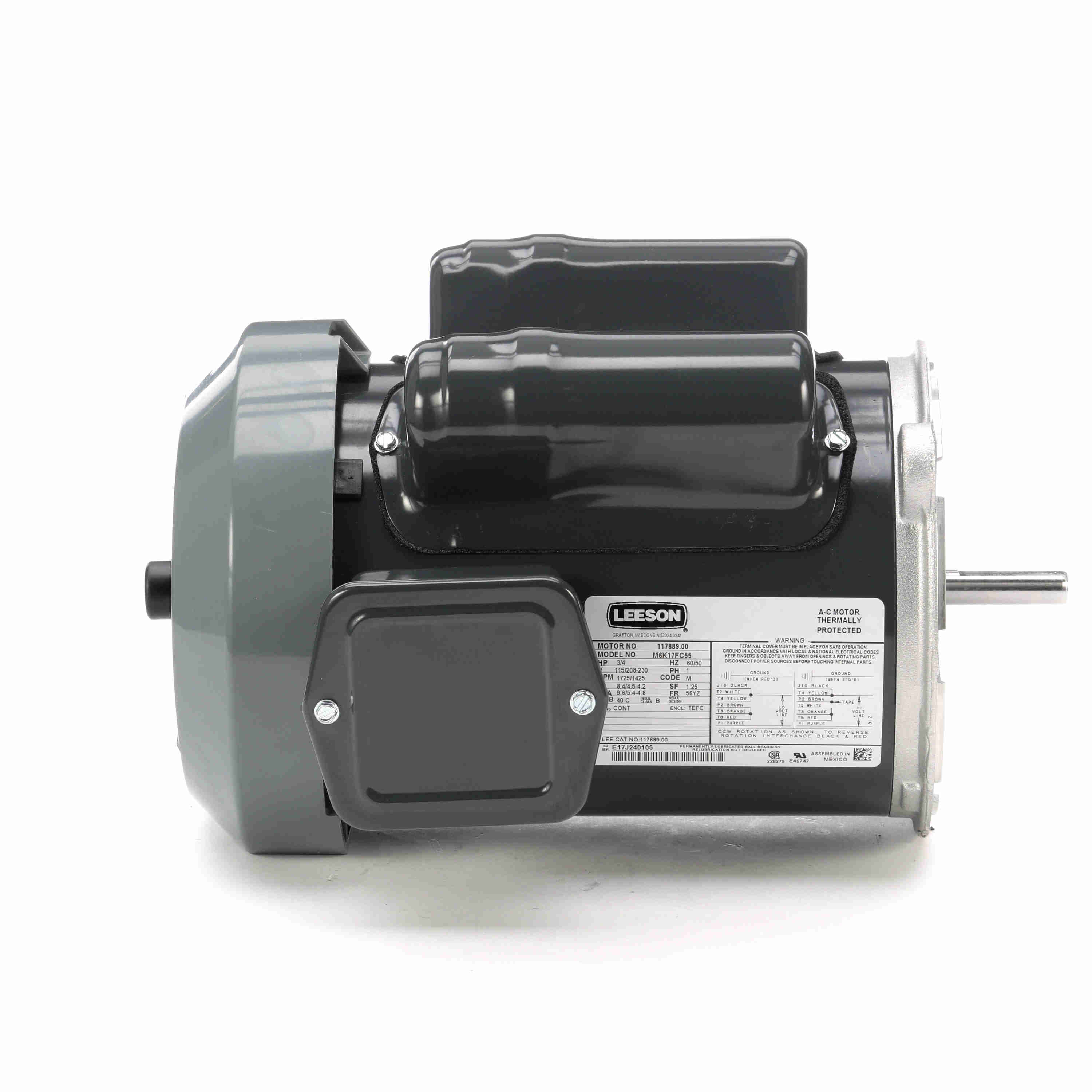 3/4HP Leeson Ag-Duty Feed-Auger Drive Electric Motor
