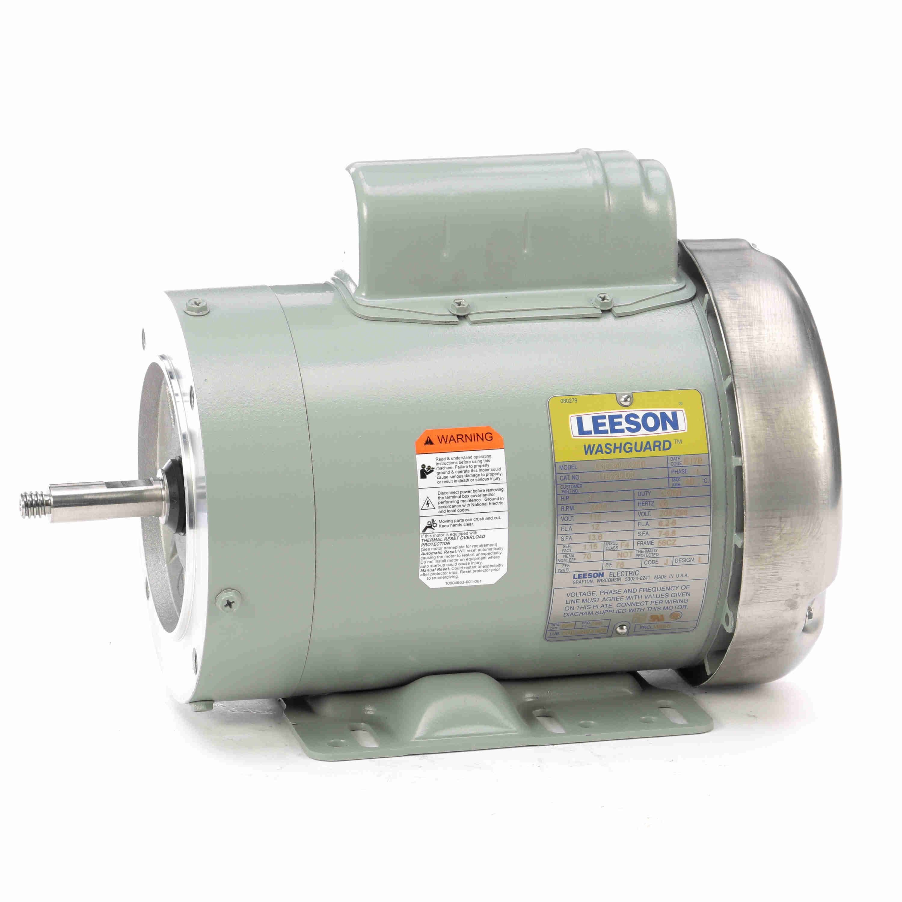 119228.00 Leeson 1HP Agriculture Duty Milk Transfer Pump Electric Motor, 3600RPM
