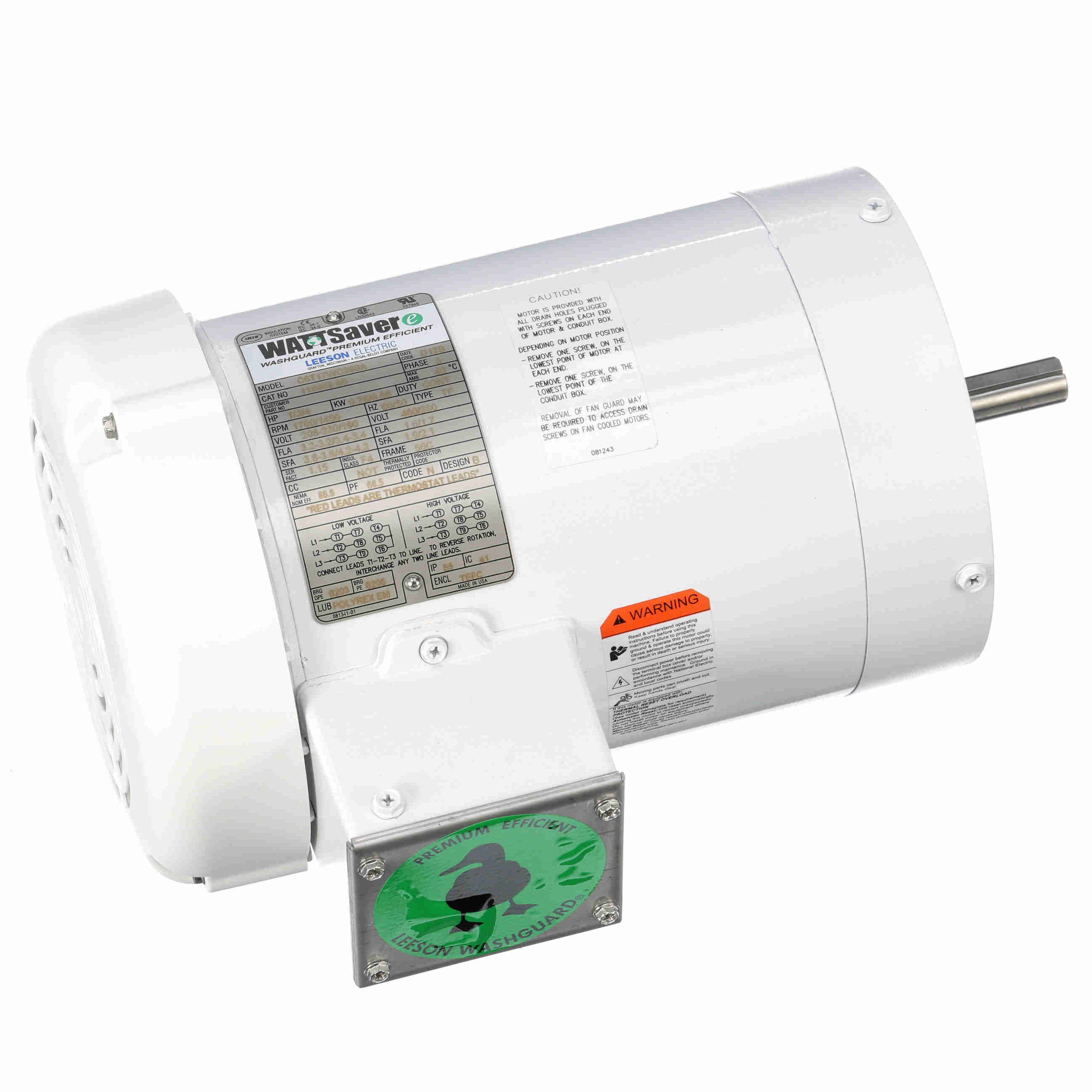 119468.00 Leeson 1HP Washguard Electric Motor, 1800 RPM - 0