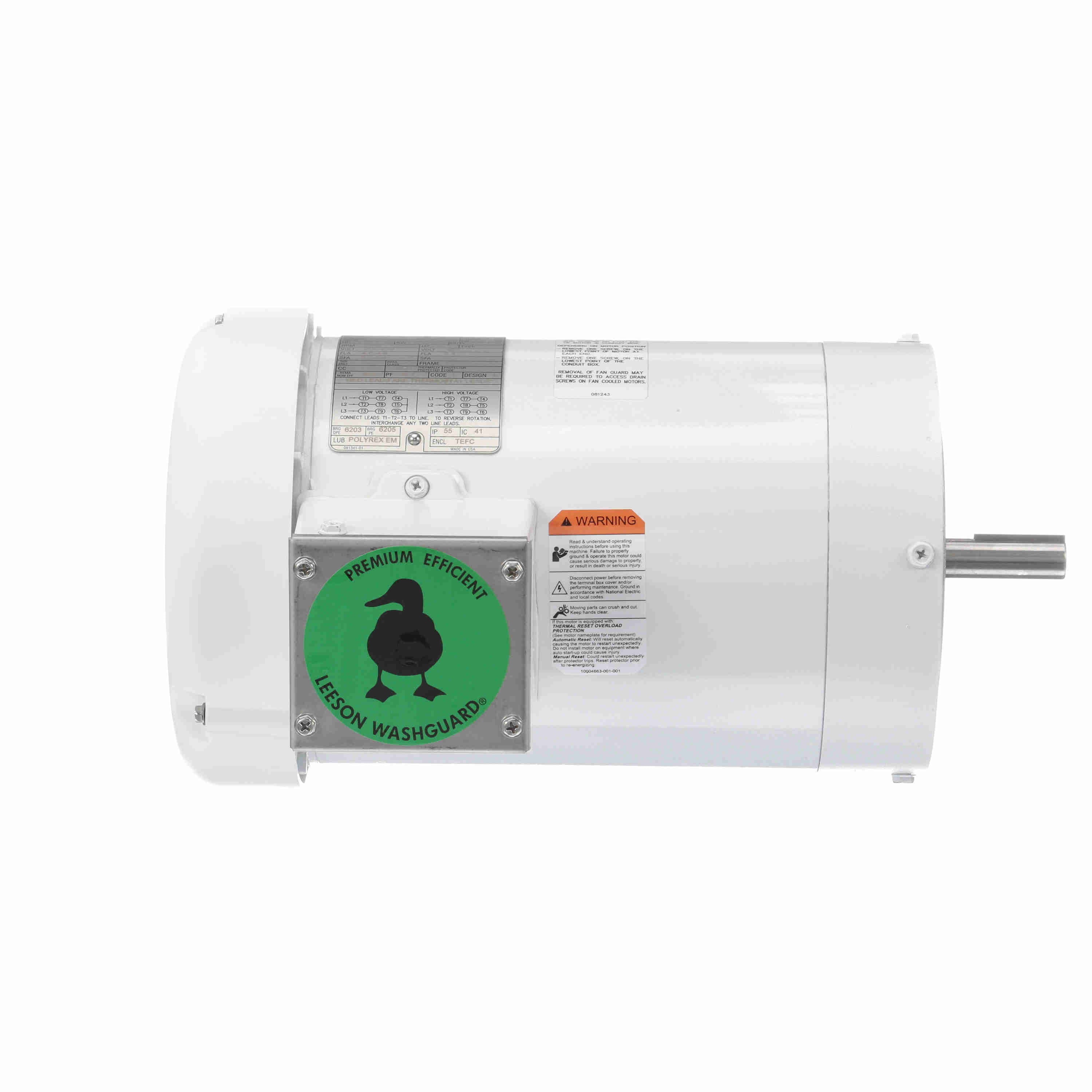 Leeson Washguard Electric Motor, 1.5 HP, 1800 RPM