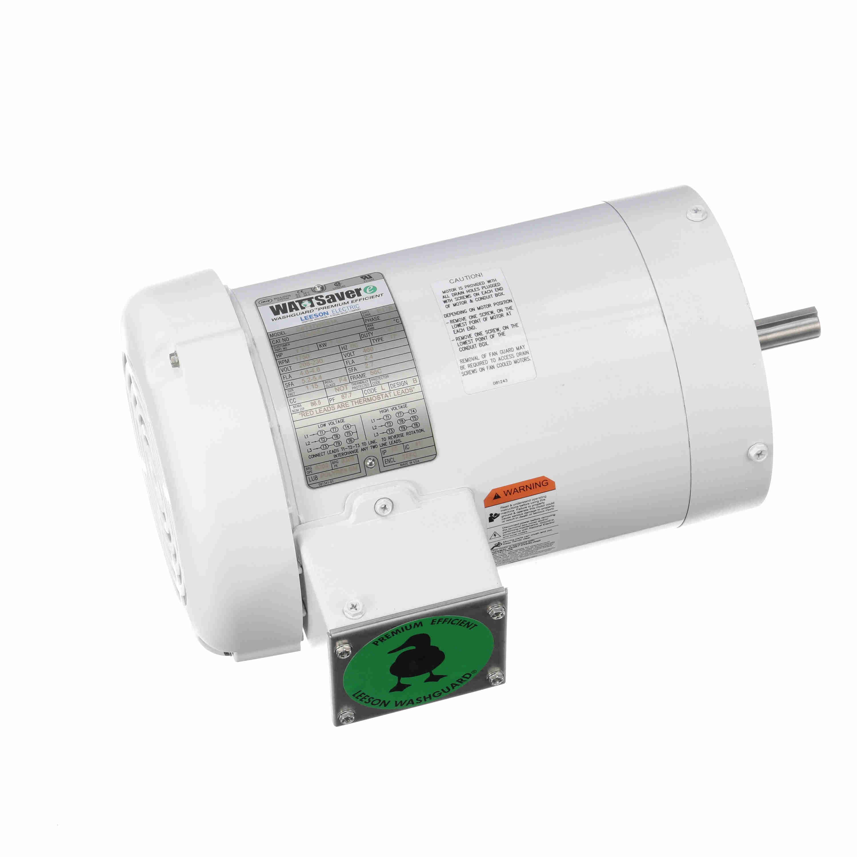 Leeson Washguard Electric Motor, 1.5 HP, 1800 RPM