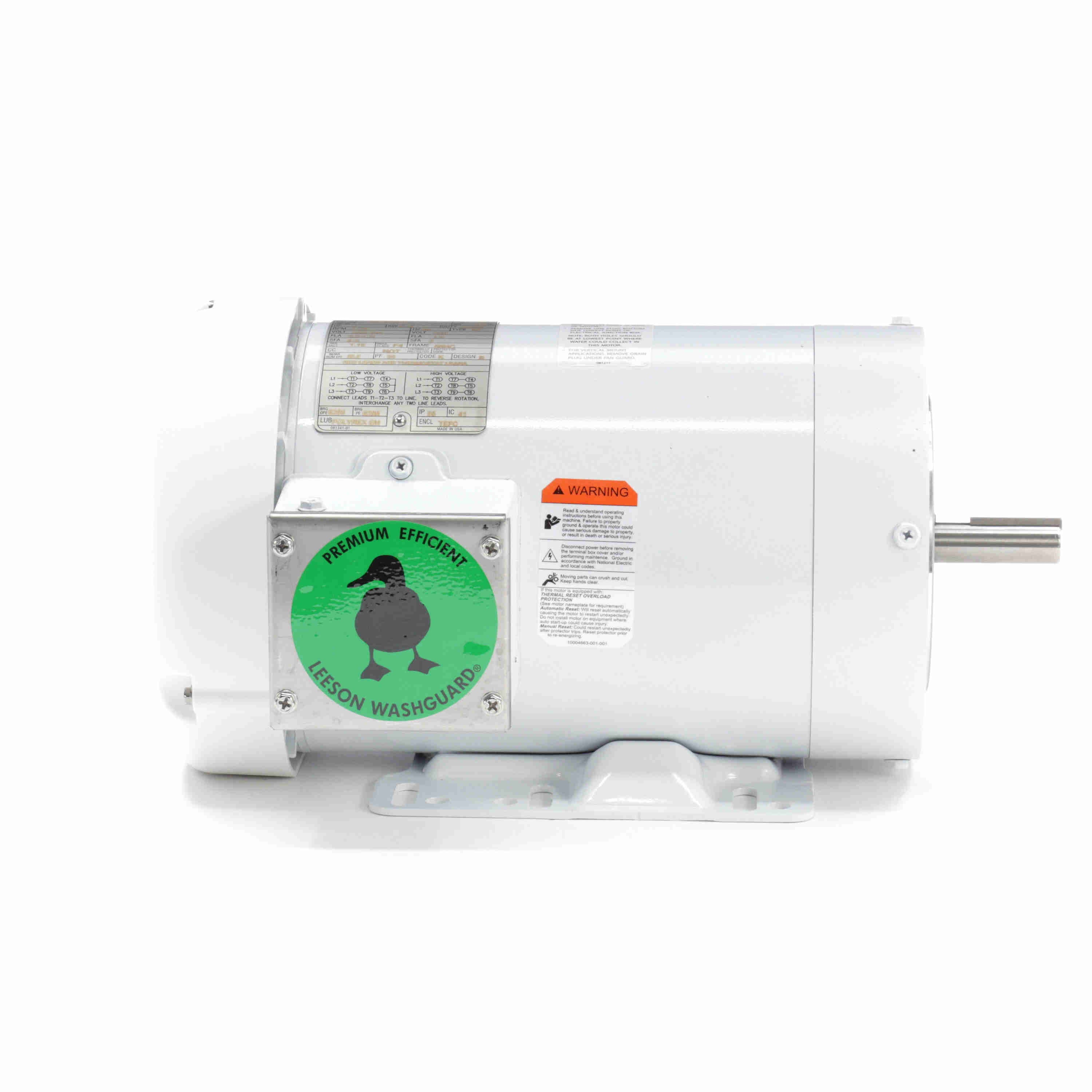 Leeson Washguard Electric Motor, 1 HP, 1200 RPM