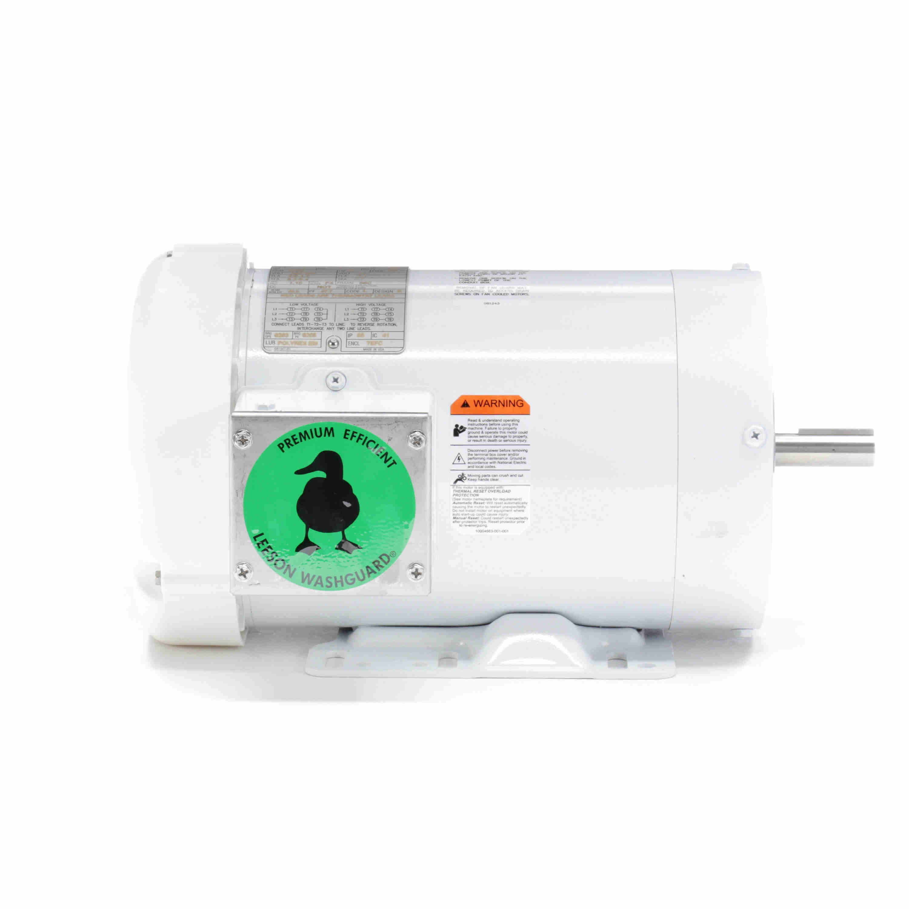 119480.00 Leeson 1.5HP White Duck Washguard Electric Motor, 1800 RPM