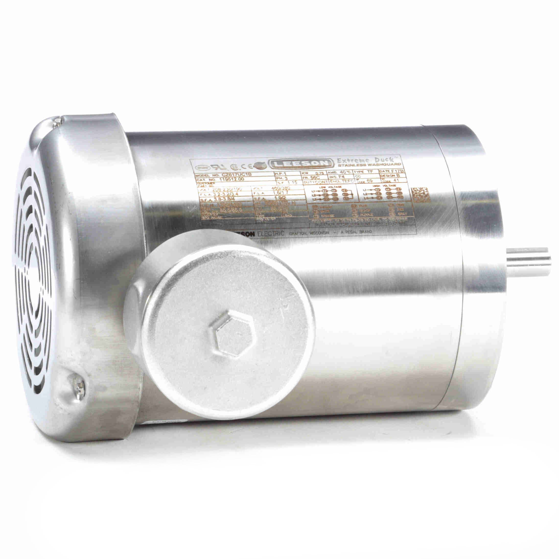 119512.00 Leeson 1HP Washdown Electric Motor, 1800RPM - 0