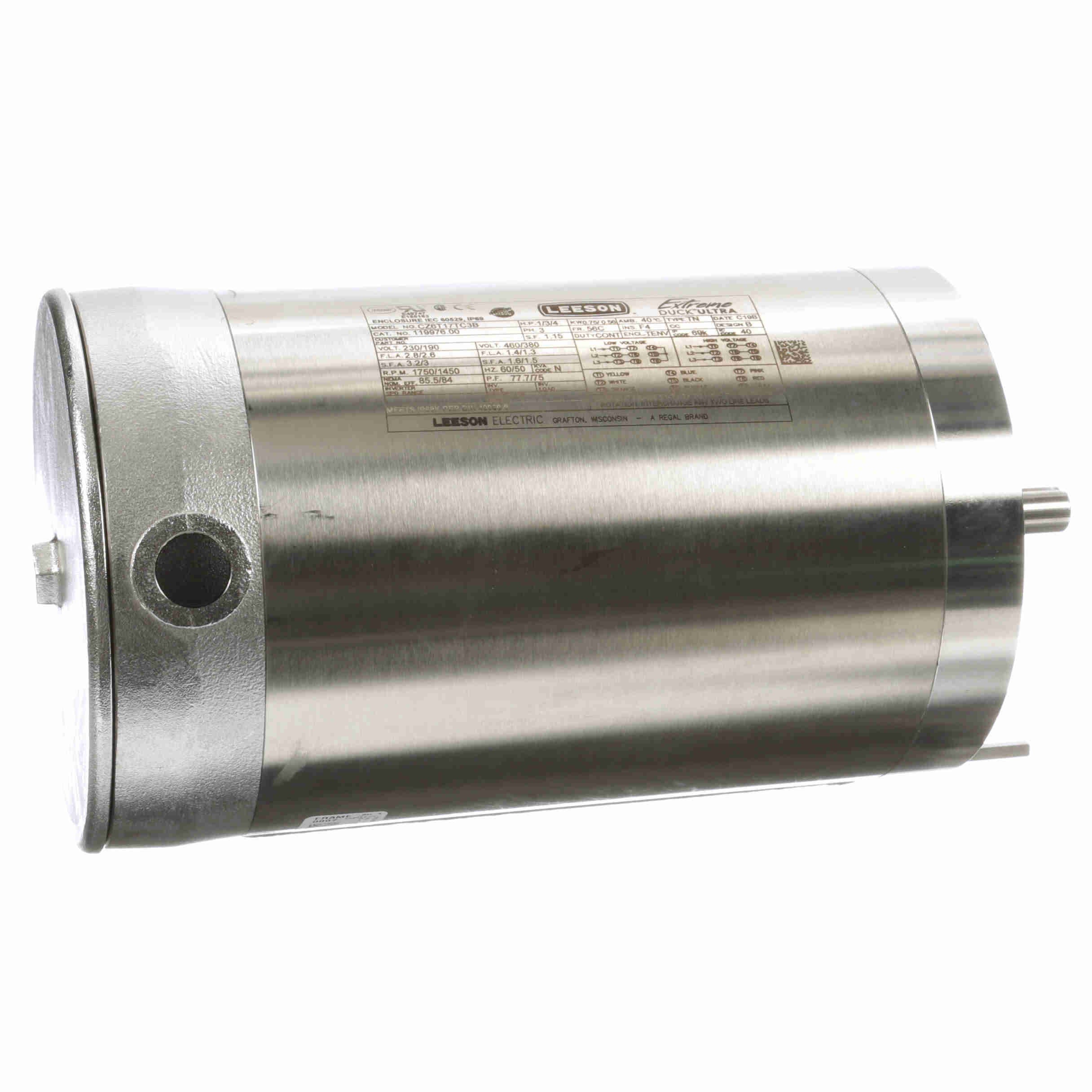 119976.00 Leeson 1HP Washdown Electric Motor, 1800RPM