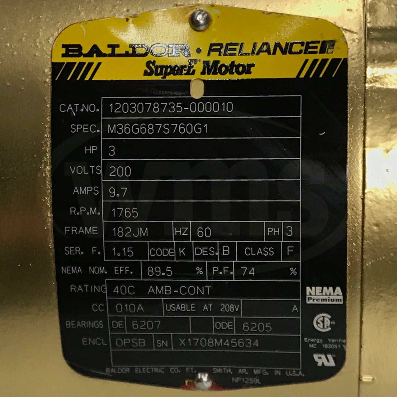 1203078735-000010 Baldor Electric Motor, 3HP