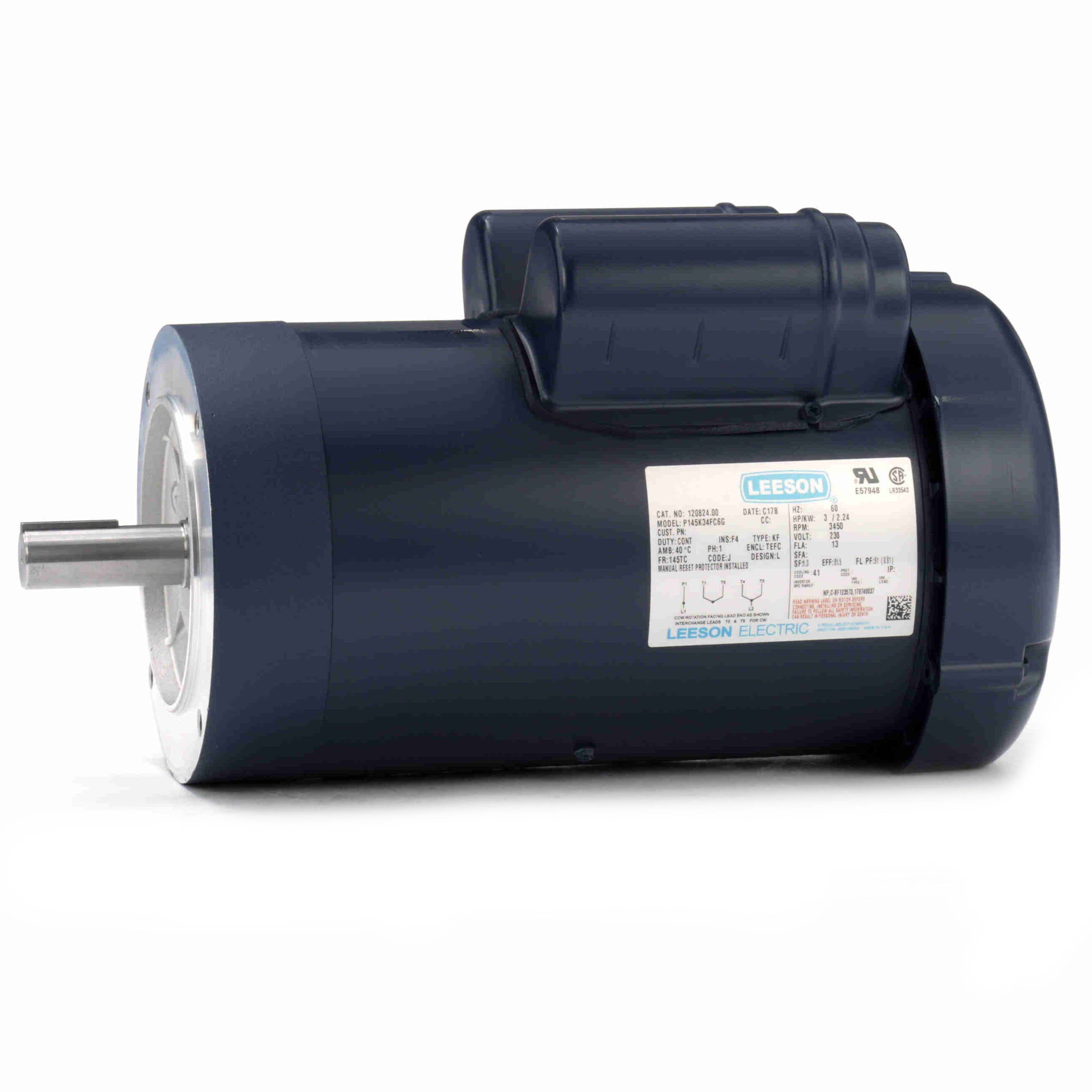 120824.00 Leeson 3HP Electric Motor, 3450RPM