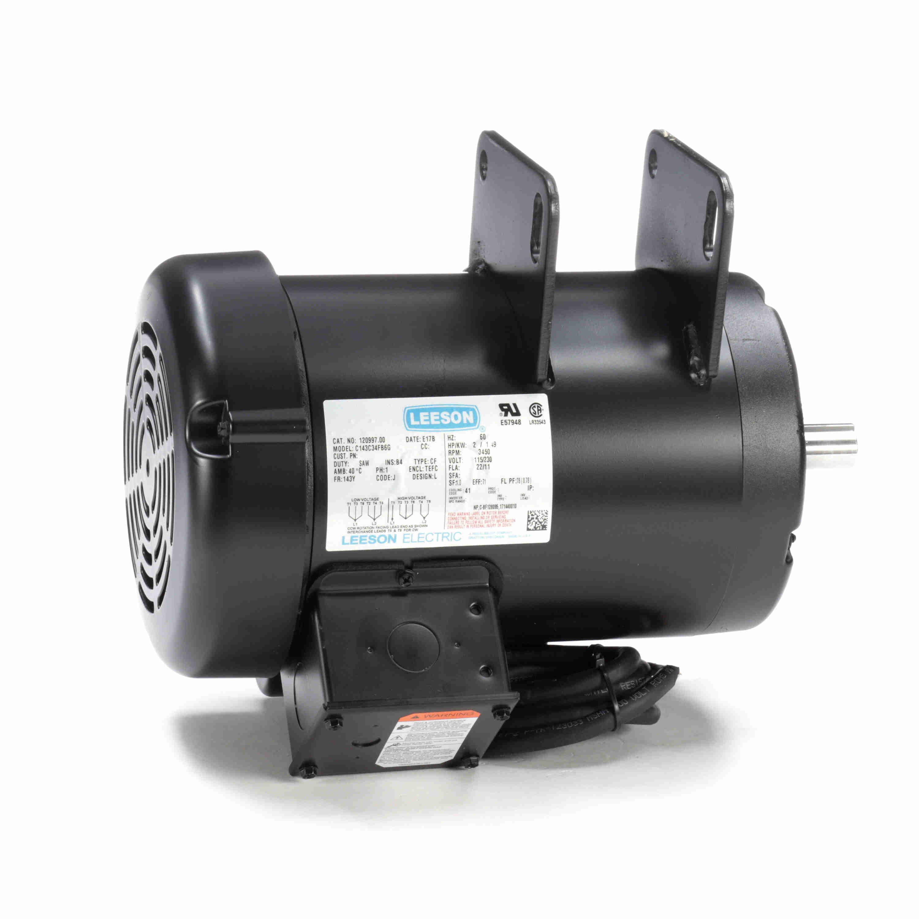 120997.00 Leeson 2HP Definite Purpose Woodworking Electric Motor, 3600RPM