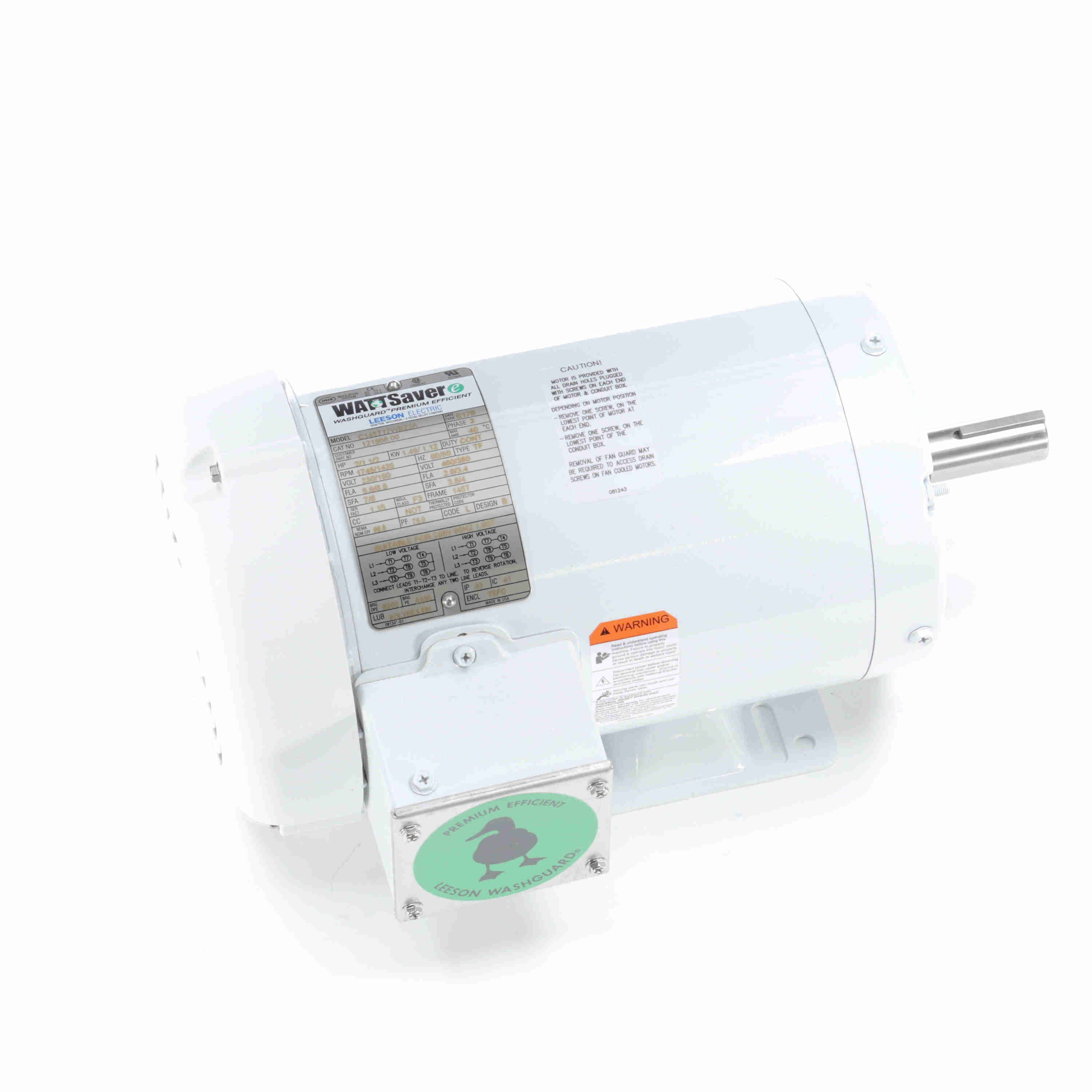 Leeson Washguard Electric Motor, 2 HP, 1800 RPM - 0