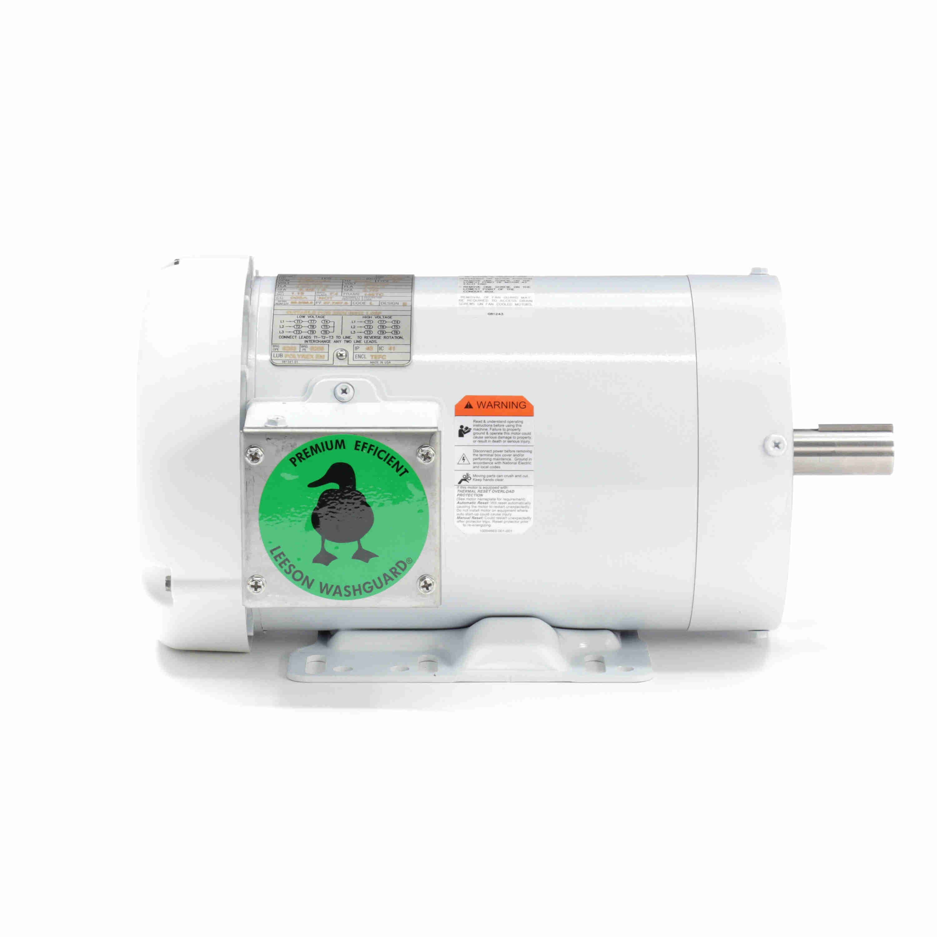 Leeson Washguard Electric Motor, 1.5 HP, 1800 RPM
