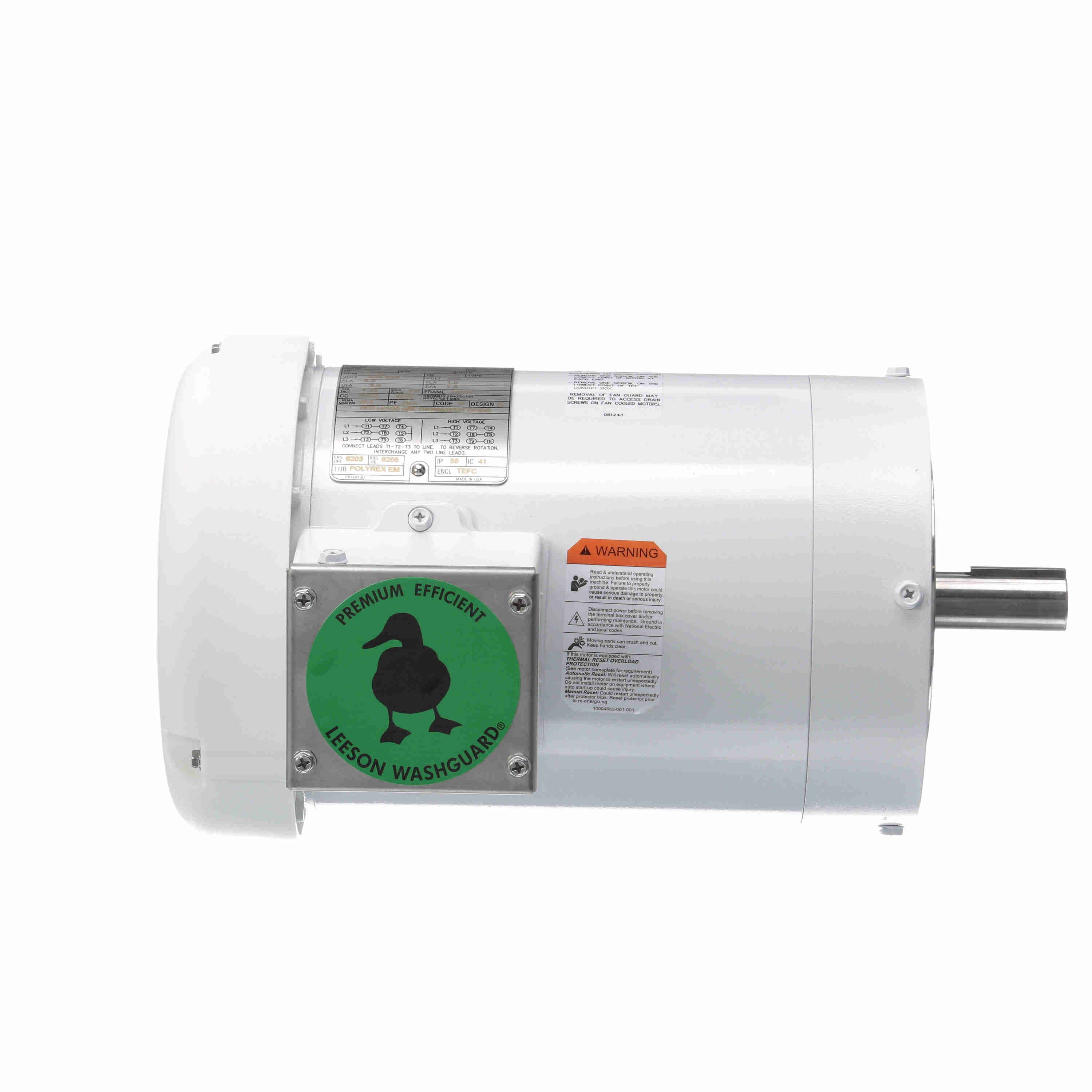 122179.00 Leeson 1HP White Duck Washguard Electric Motor, 1800 RPM