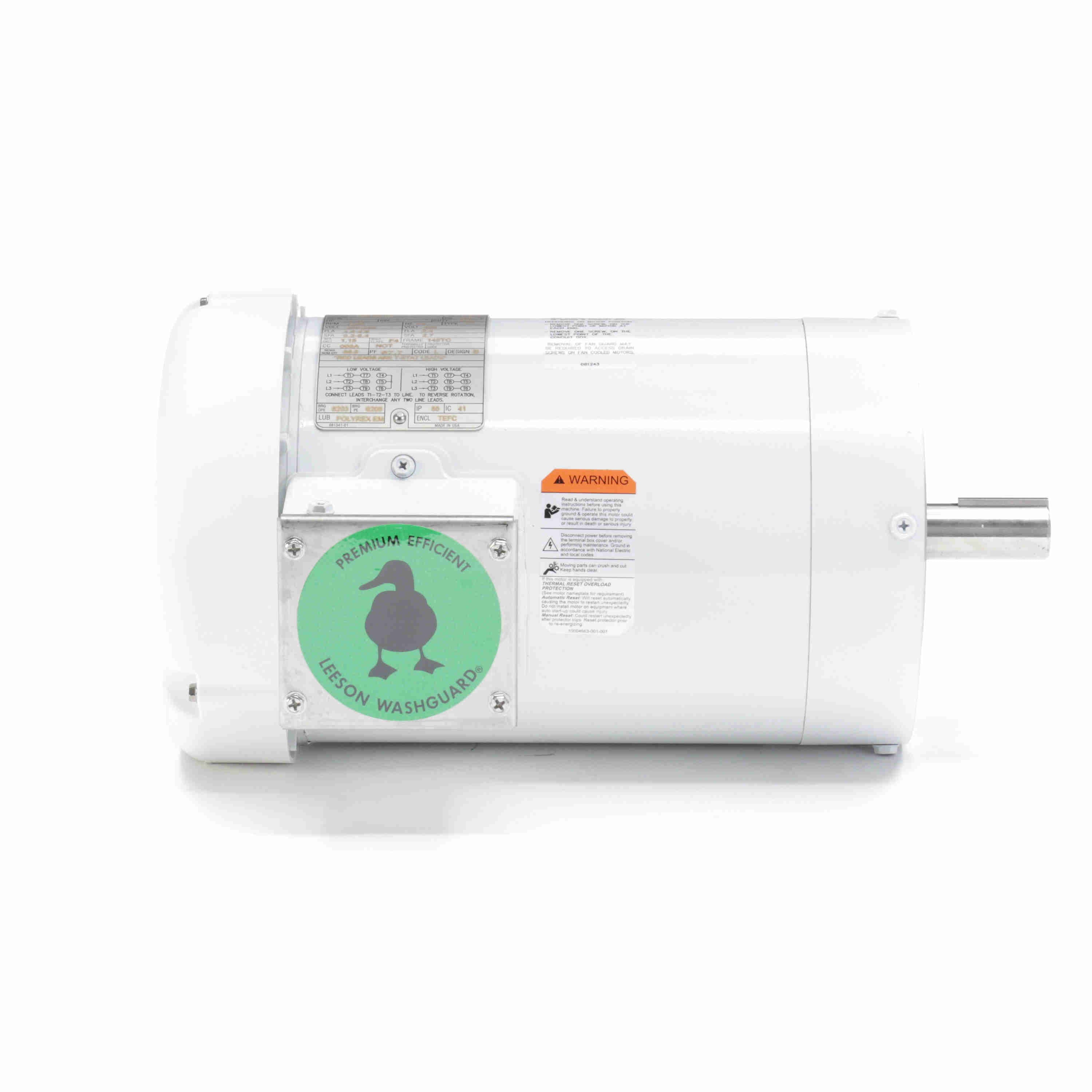 Leeson Washguard Electric Motor, 1.5 HP, 1800 RPM