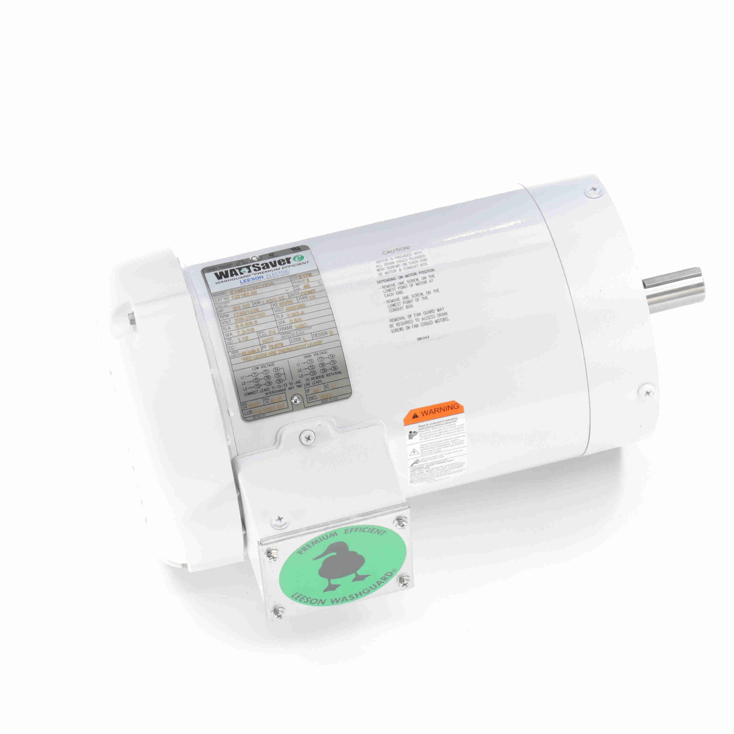 Leeson Washguard Electric Motor, 2 HP, 1800 RPM - 0