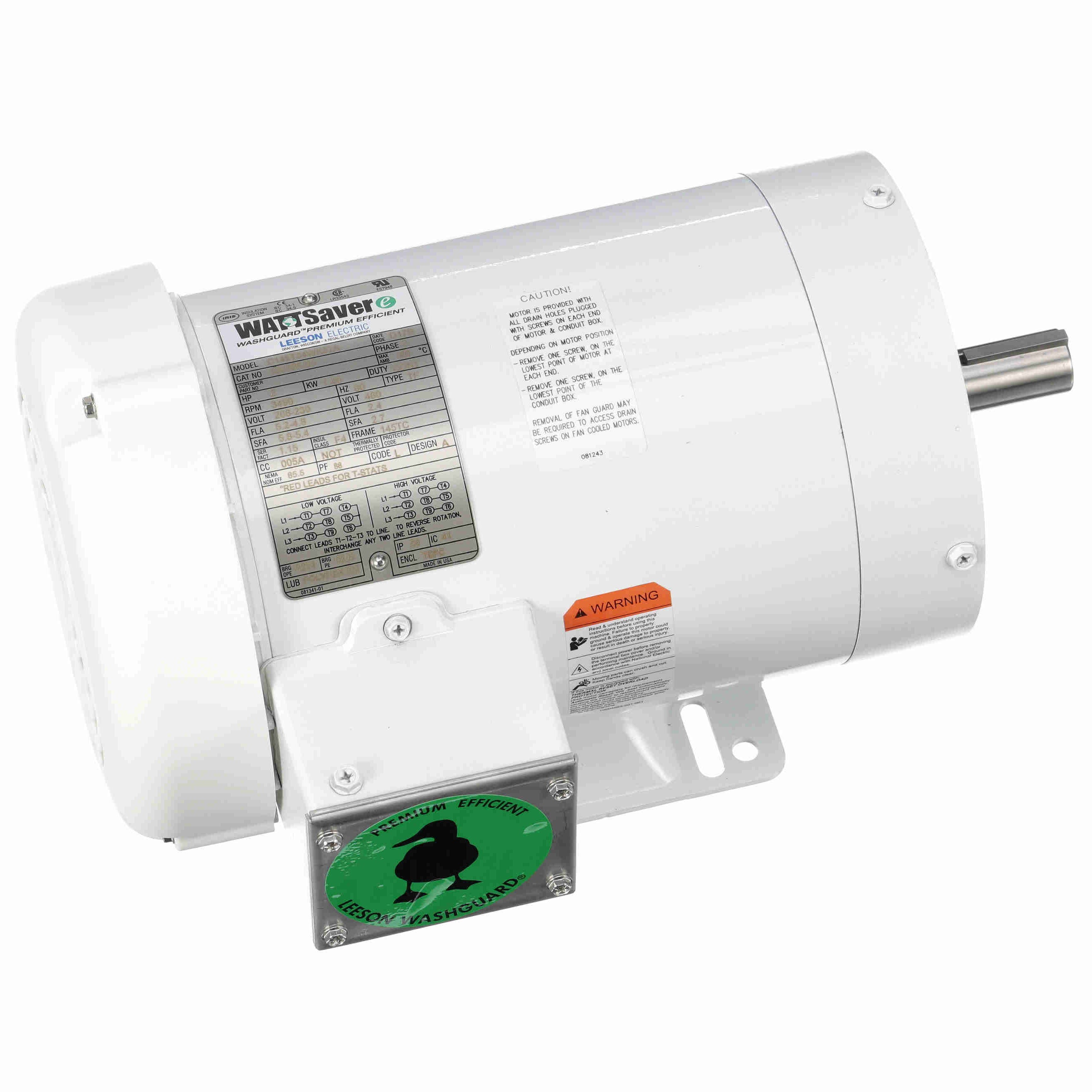 122185.00 Leeson 2HP Washguard Electric Motor, 3600 RPM - 0