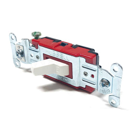 1221W Hubbell Pro Single-Pole Toggle Switch, 20A, 120/277VAC, White - 0