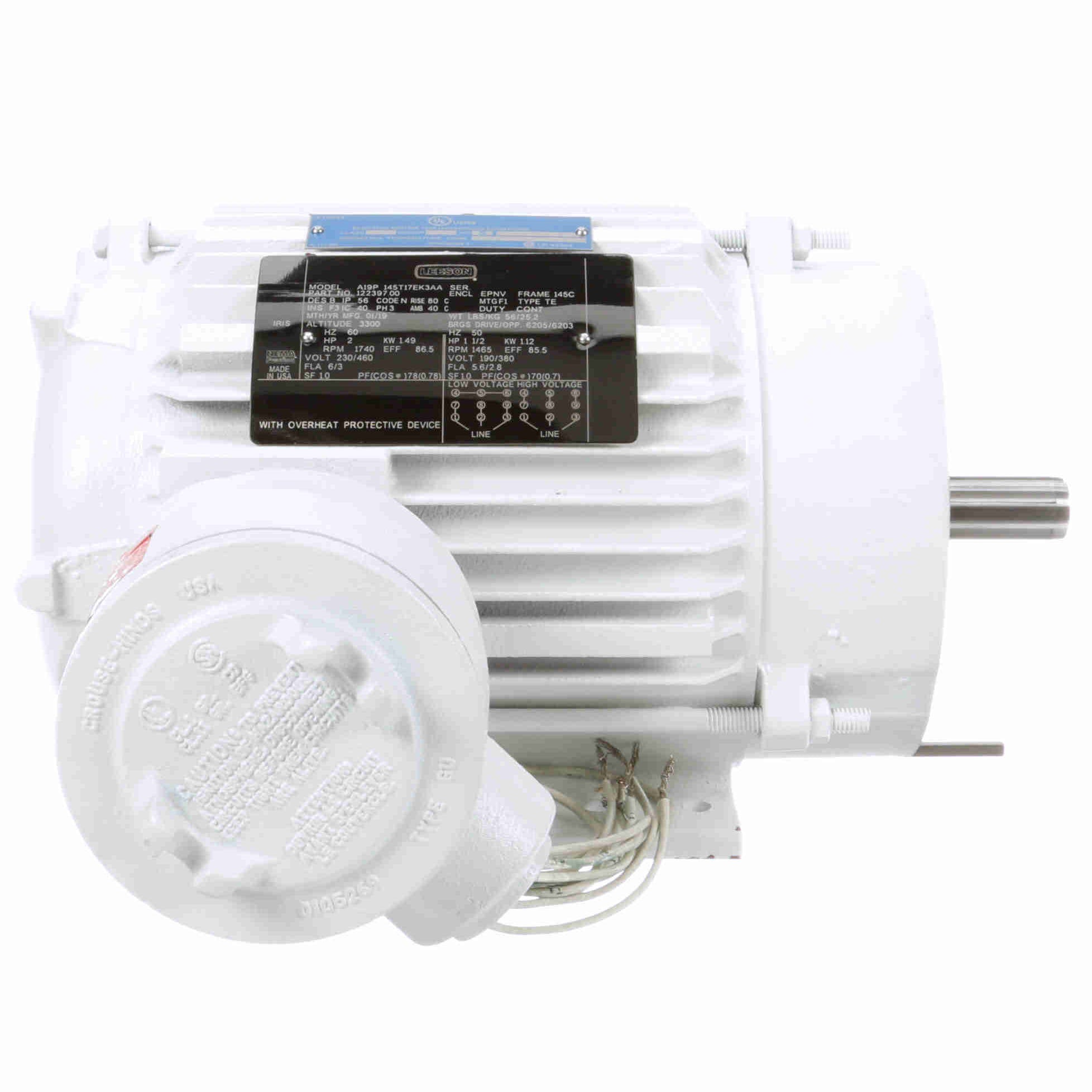 122397.00 Leeson 2HP Washguard Explosion Proof Electric Motor, 1800RPM - 0