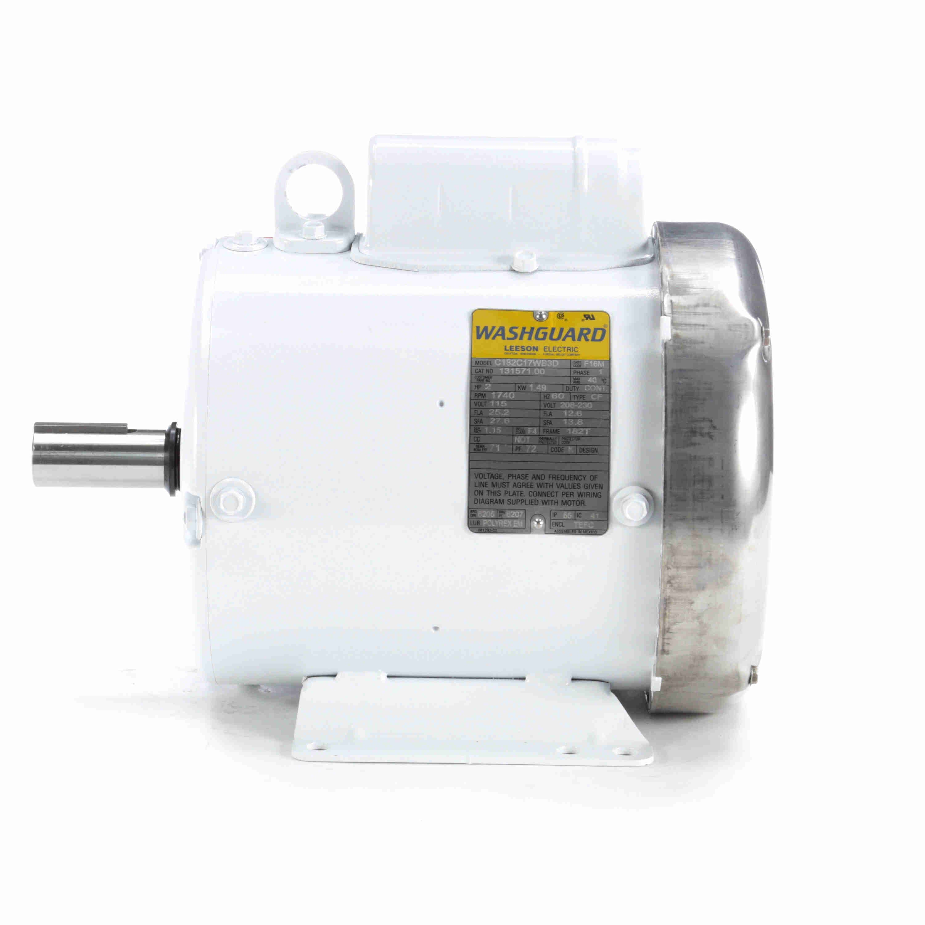 Leeson Washguard Electric Motor, 2HP, 1800RPM