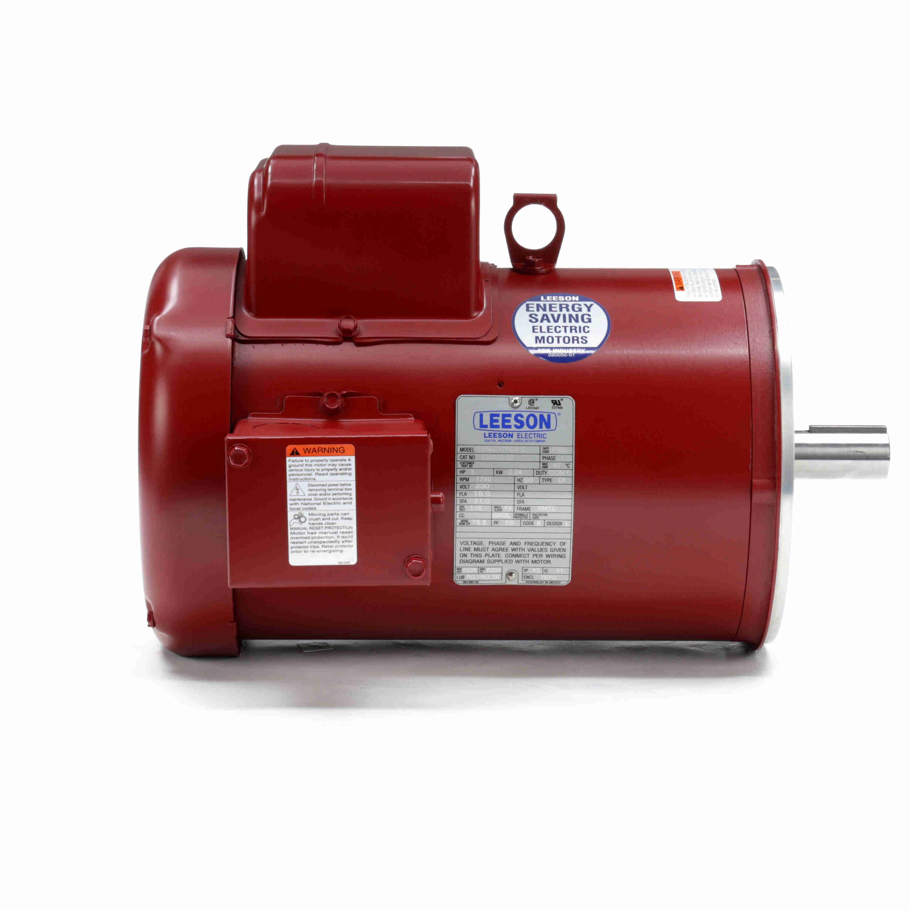 131603.00 Leeson 3HP Hi-Torque Farm/Agriculture Duty Electric Motor - 0