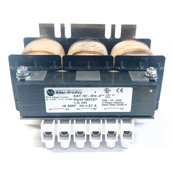 1321-3R18-B Allen-Bradley 3-Phase Line Reactor, 1.5mH, 18Amp, 690V Ma. 50/60Hz