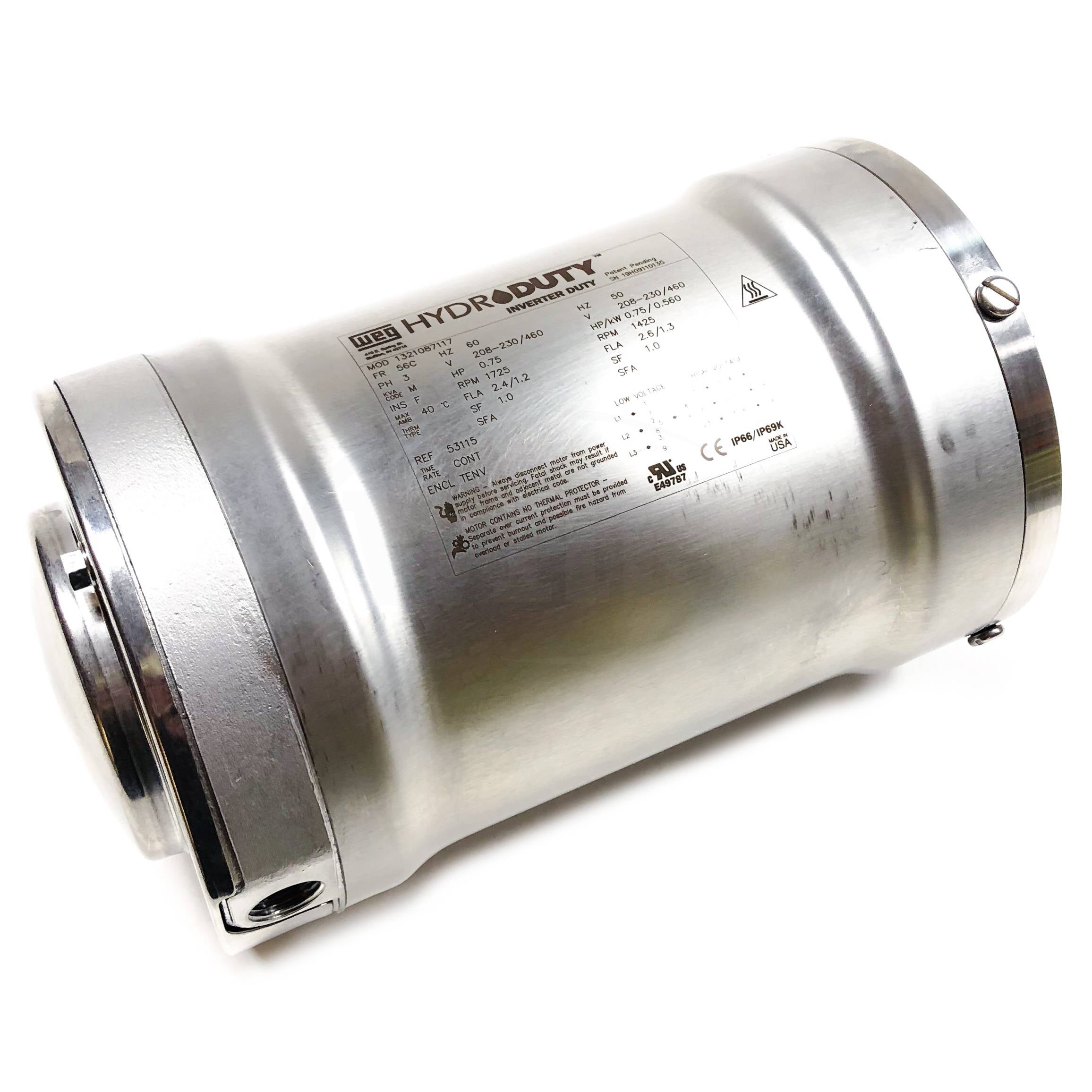 1321087125 WEG 1HP Hydroduty Washdown Electric Motor, 1800RPM