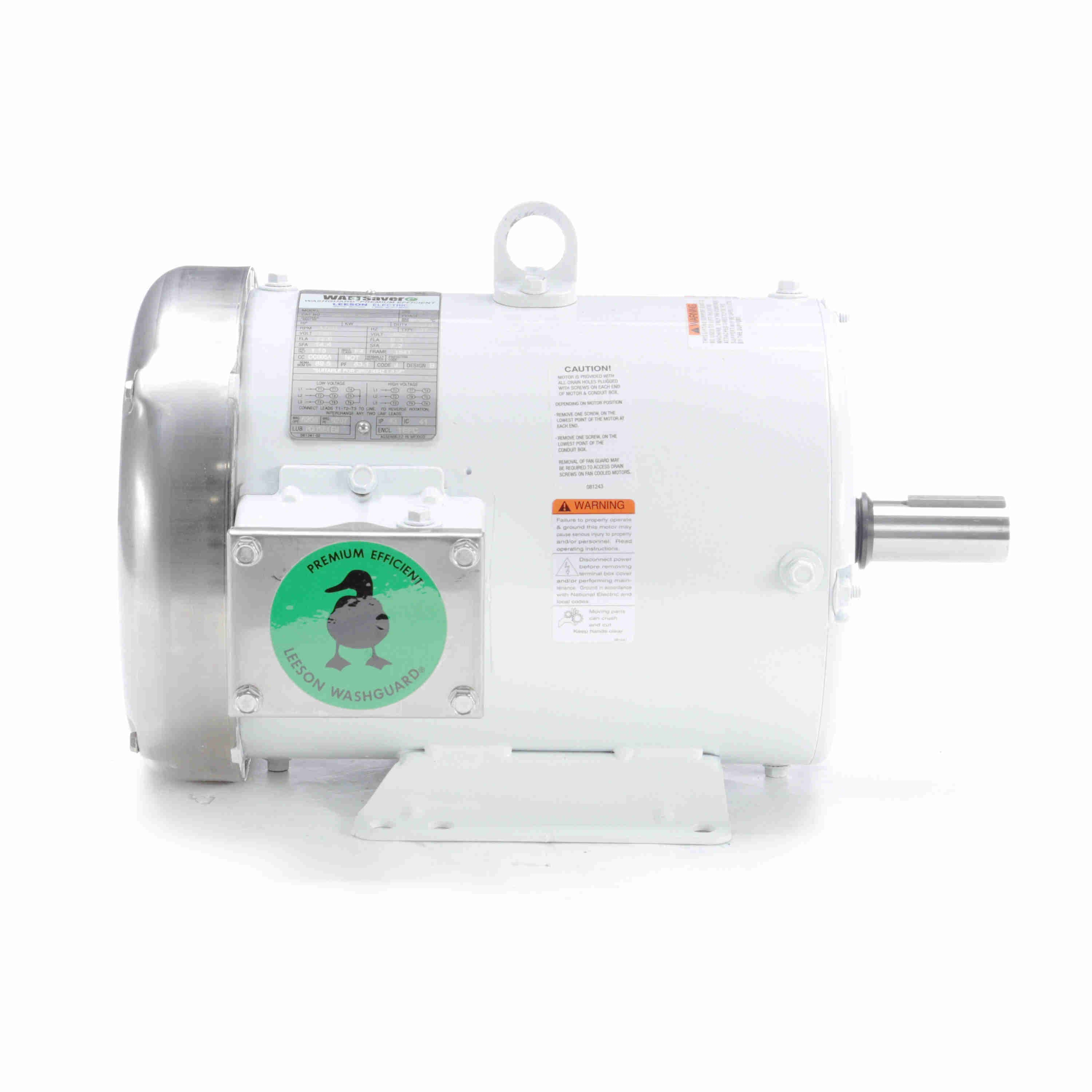 132197.00 Leeson 5HP White Duck Washguard Electric Motor, 1800RPM