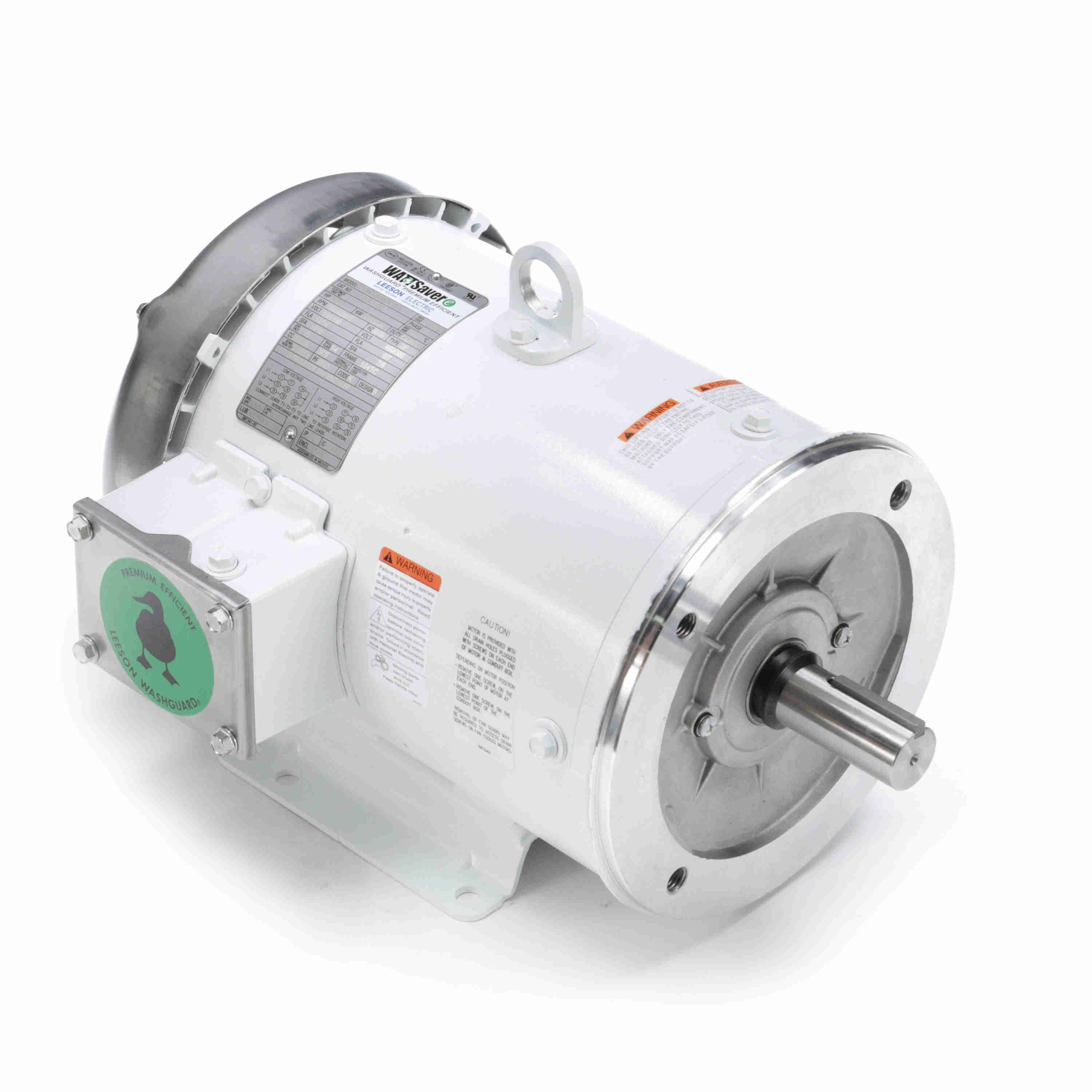 132200.00 Leeson 5HP White Duck Washguard Electric Motor, 3600RPM - 0