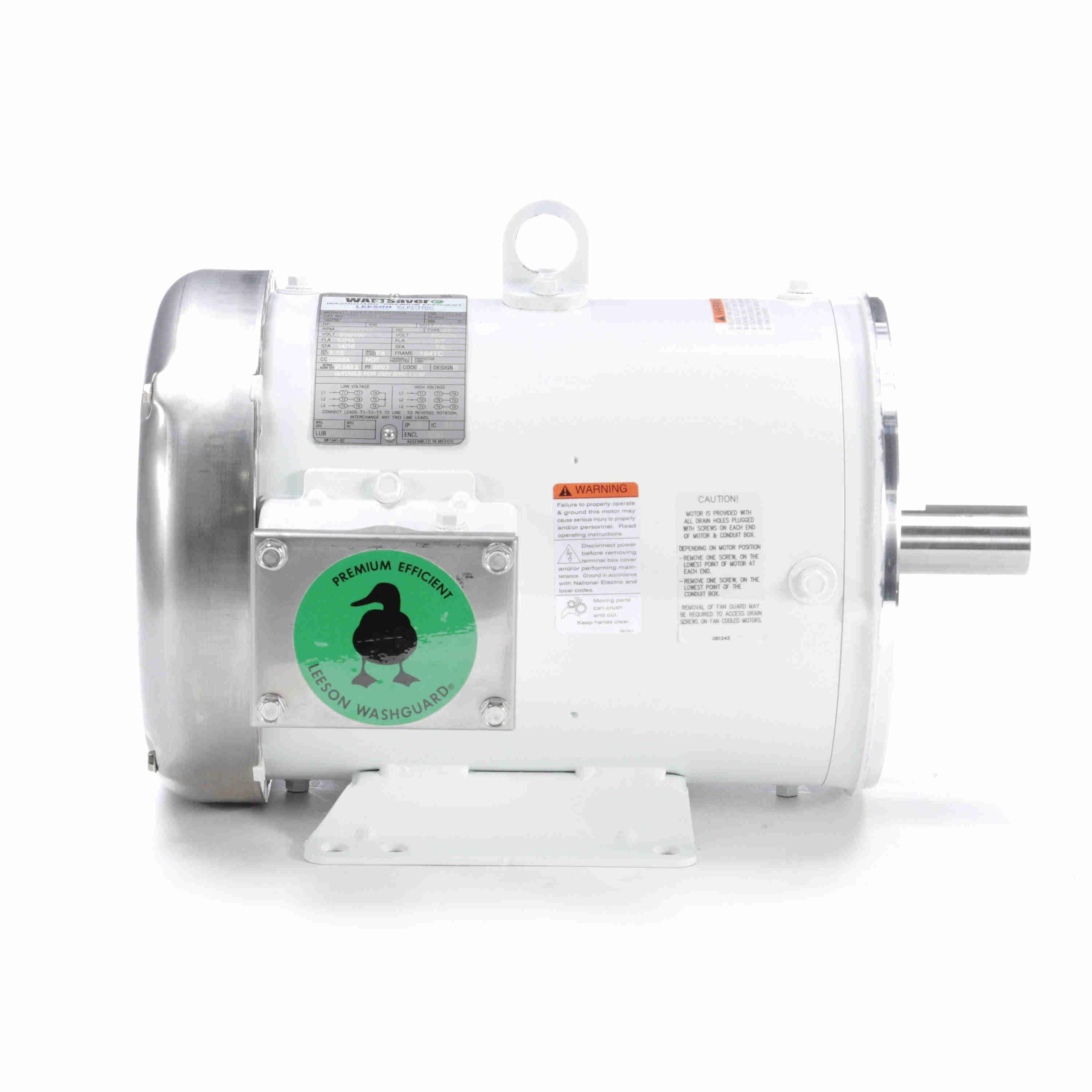132200.00 Leeson 5HP White Duck Washguard Electric Motor, 3600RPM