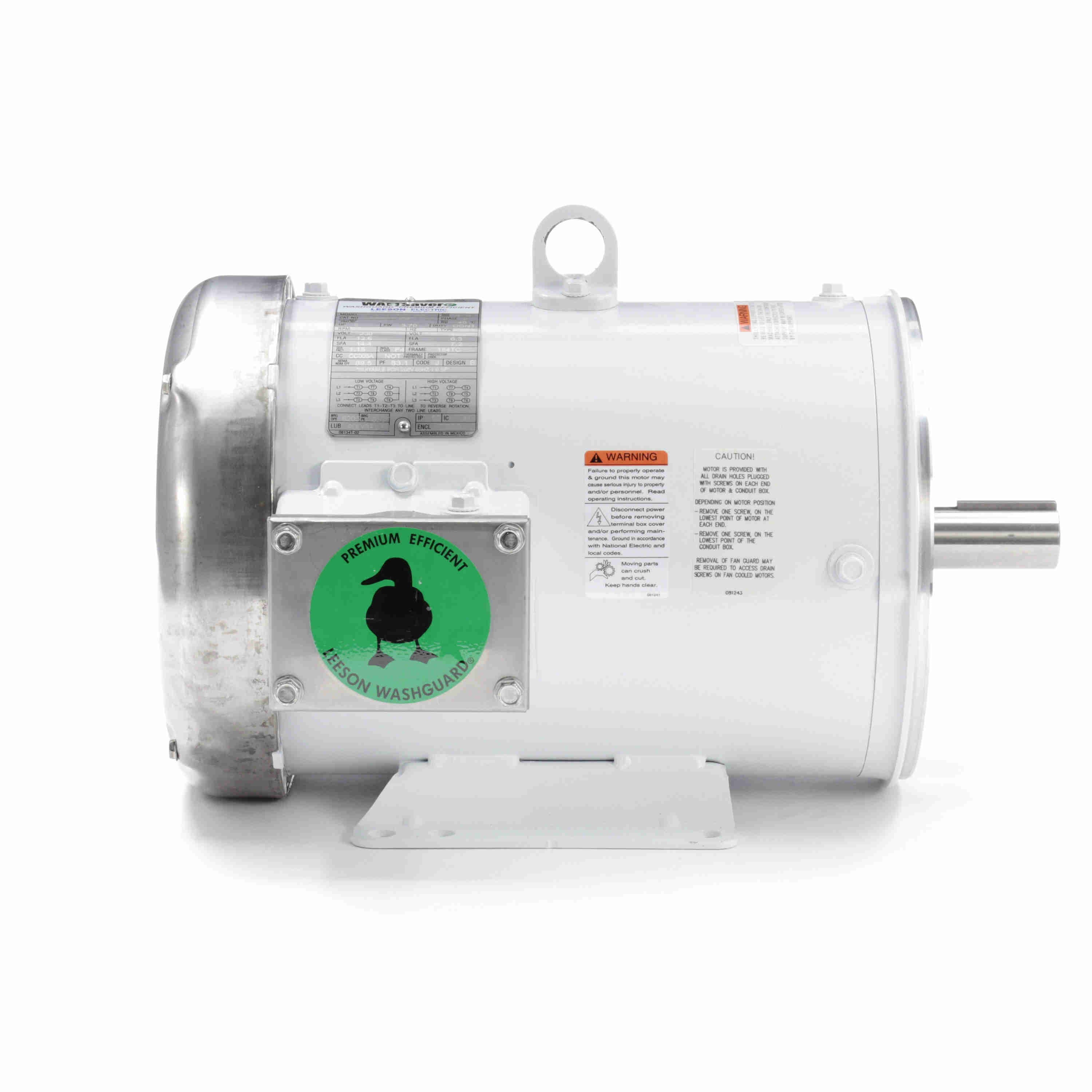 Leeson Washguard Electric Motor, 5 HP, 1800 RPM