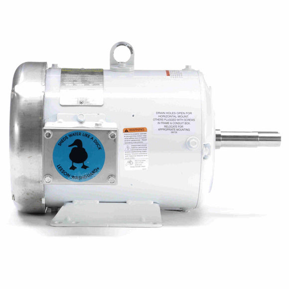 132442.00 Leeson 3HP White Duck Washdown Pump Electric Motor, 1800RPM