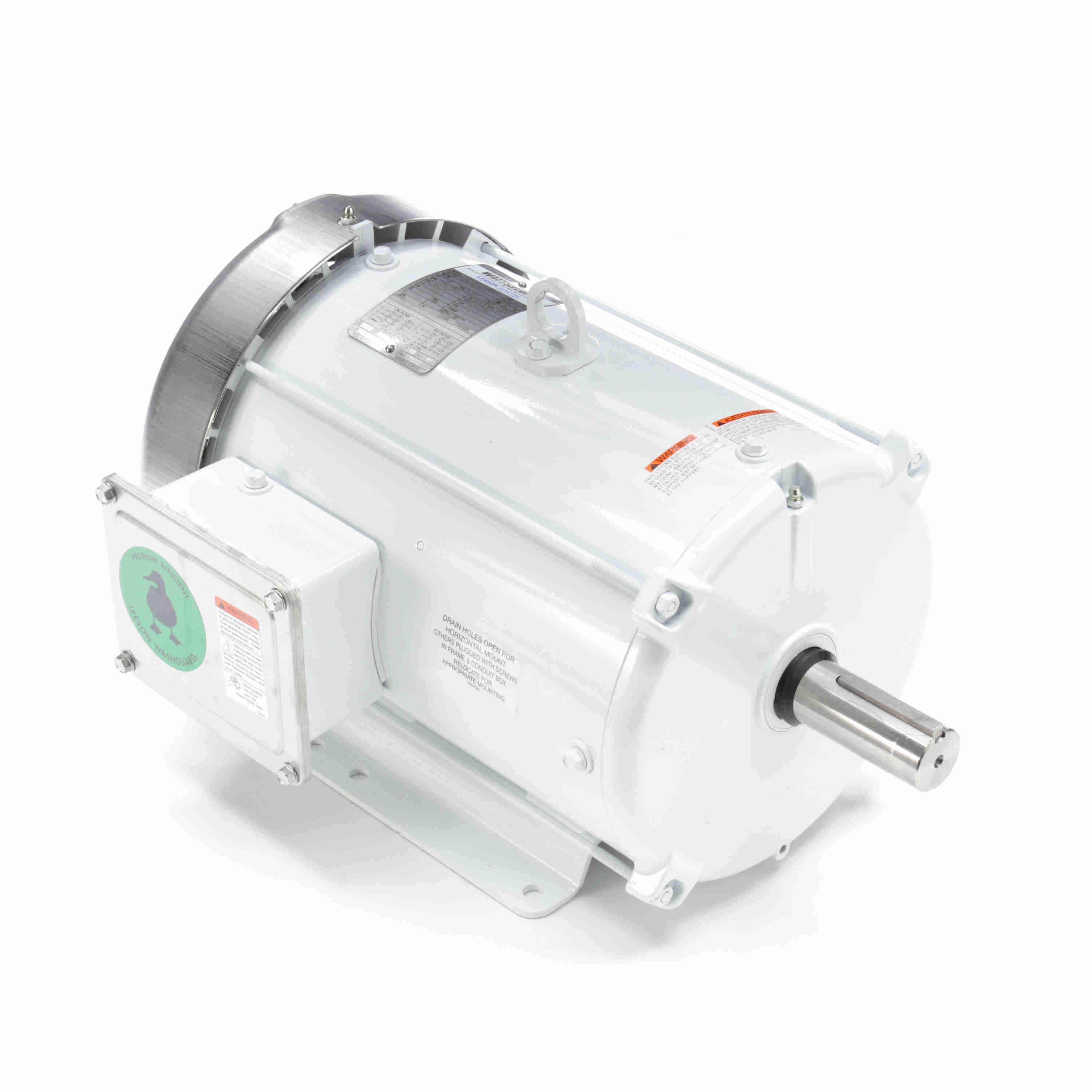 140819.00 Leeson 7.5HP White Duck Washguard Electric Motor, 1800 RPM - 0
