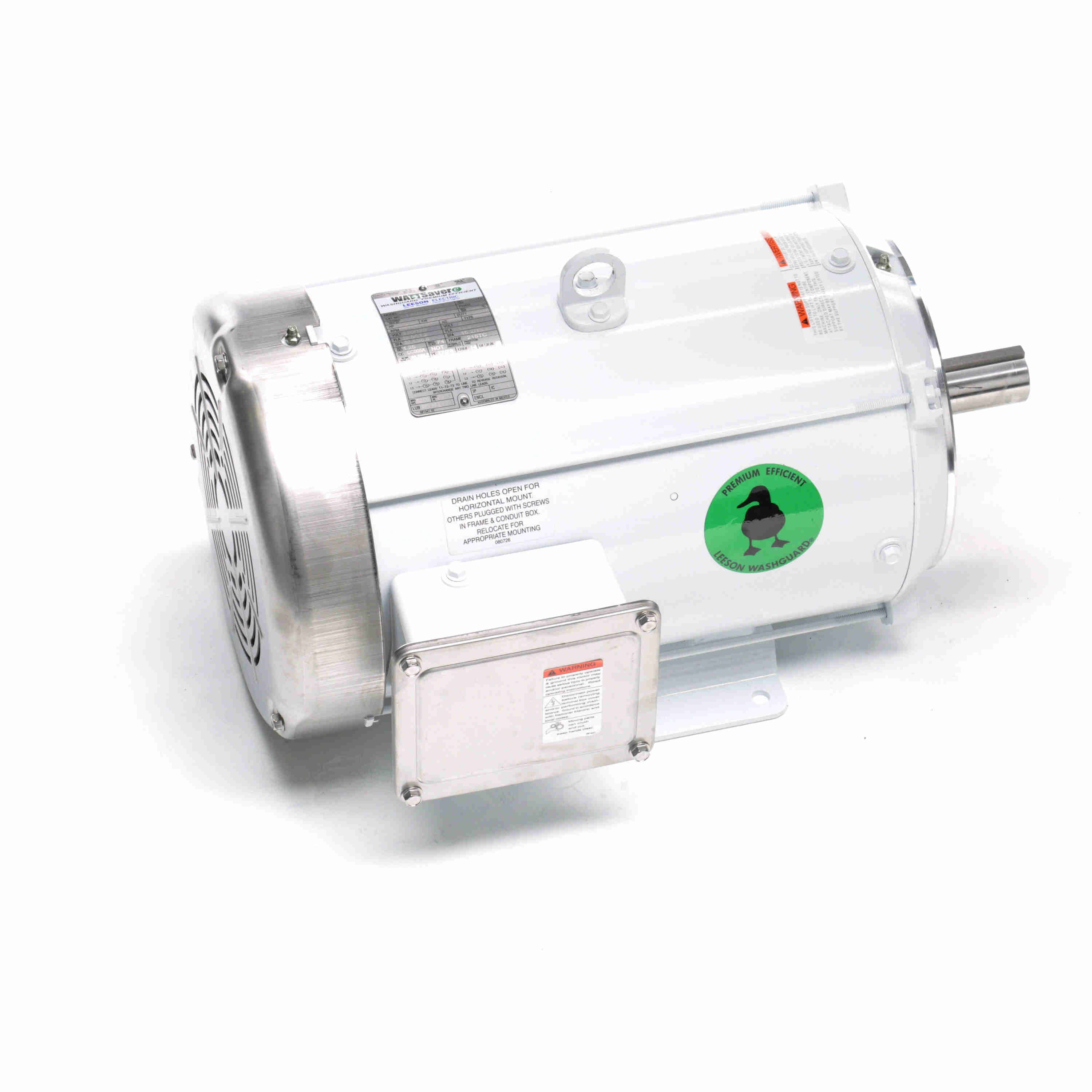 140821.00 Leeson 10HP White Duck Washguard Electric Motor, 1800 RPM - 0