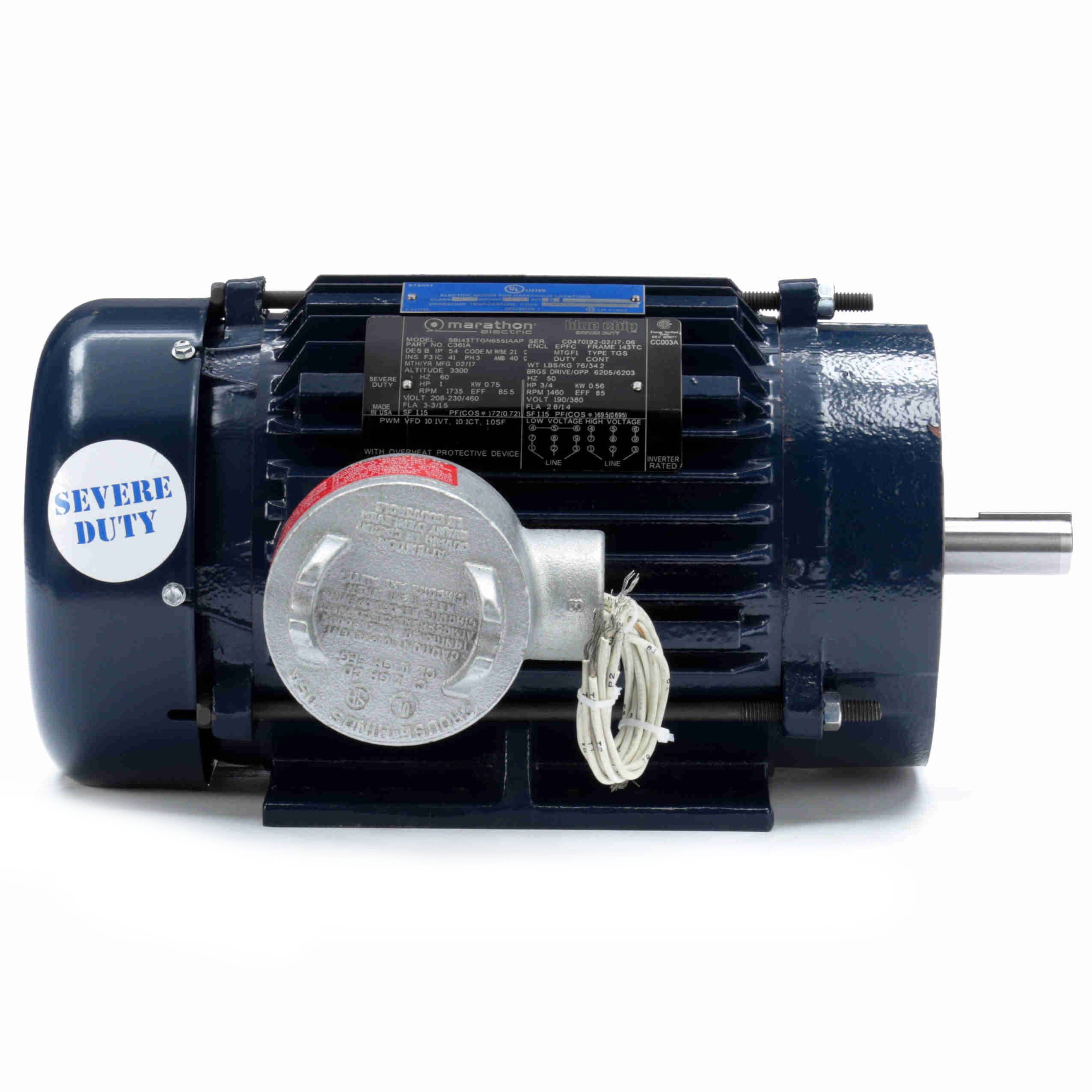 C361A Marathon 1HP Explosion Proof Electric Motor, 1800RPM