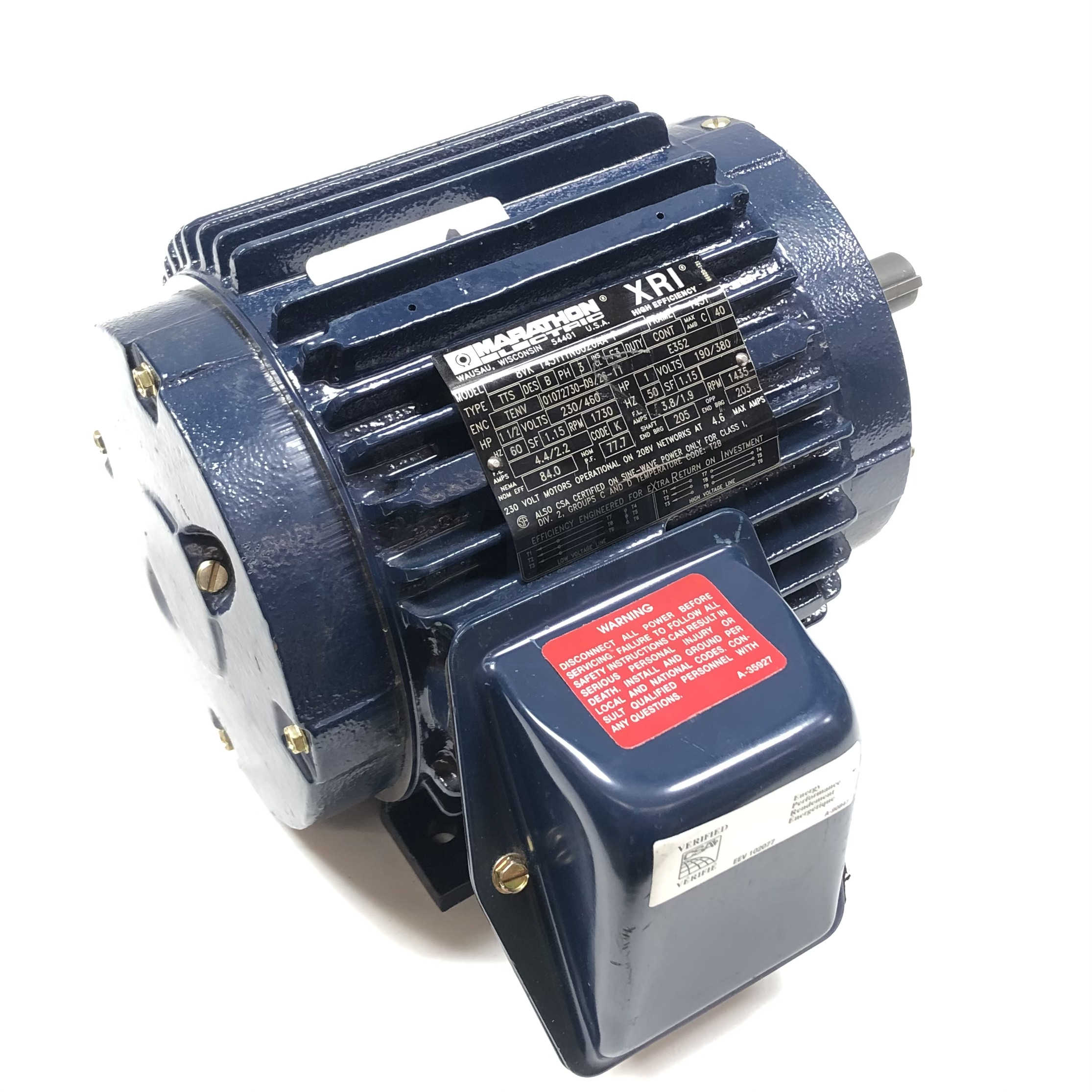 145TTTN6026 Marathon 1 1/2-1 HP, 3 PH, 1730/1435 RPM, 230/460-190/4380 V, Motor - 0