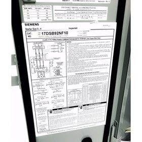 Siemens 17DSB92NF10 Fusible HD Motor Starter - 0