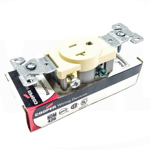 1877V-BOX Cooper Wiring Devices Single Receptacles, 20 A-125 V, 2-Pole, 3-Wire