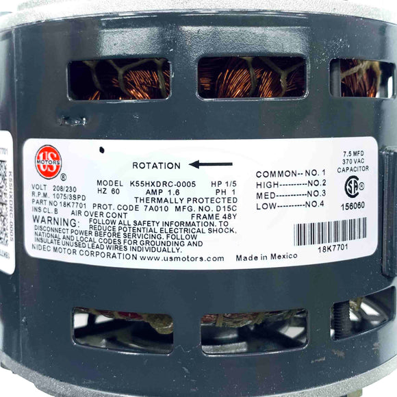 18K77 Lennox Motor, 1/5 Hp, 208/230V-1Ph, 1075 Rpm, K55HXDRC-0005