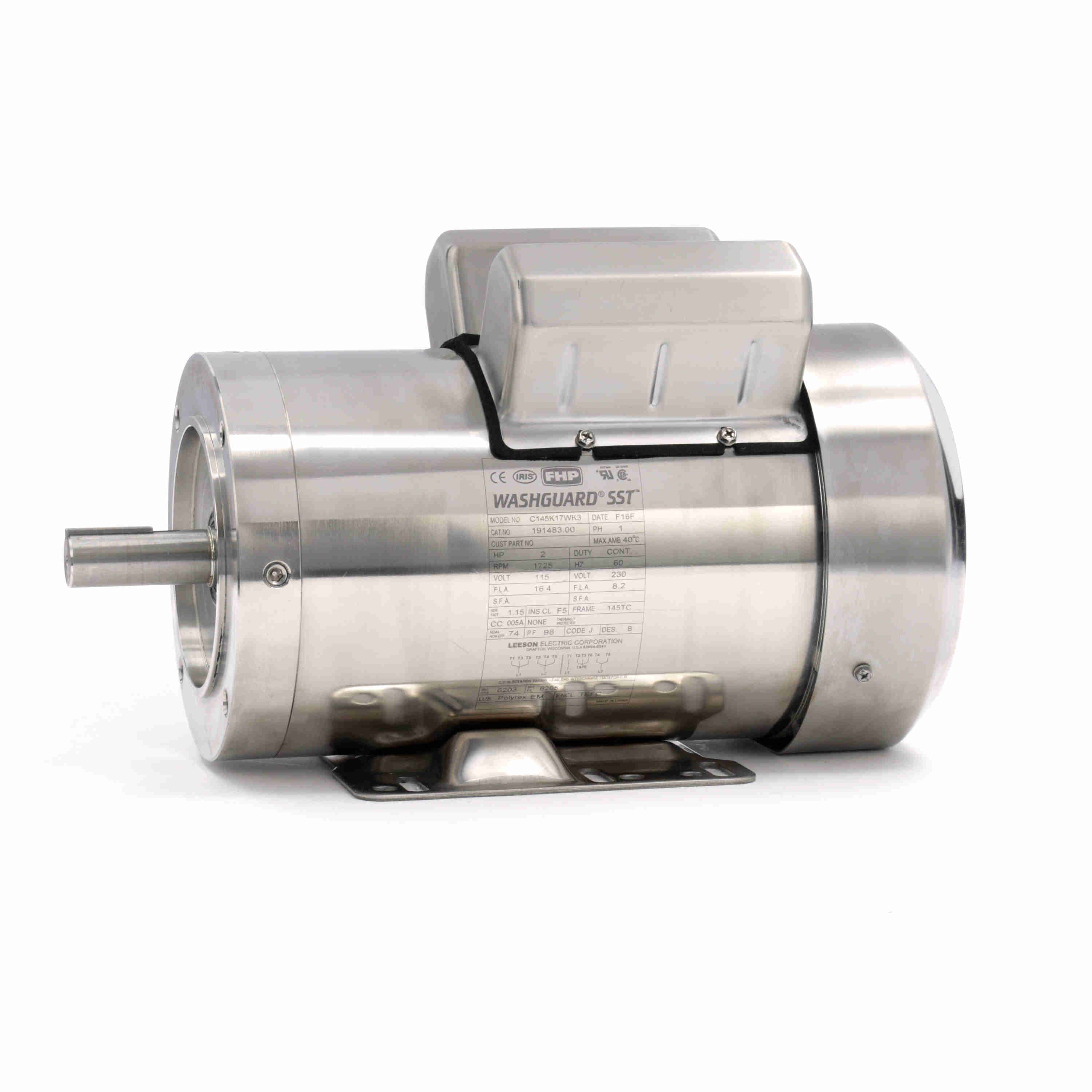 2HP Leeson Electric Stainless Steel Motor, Washdown Duty - 0