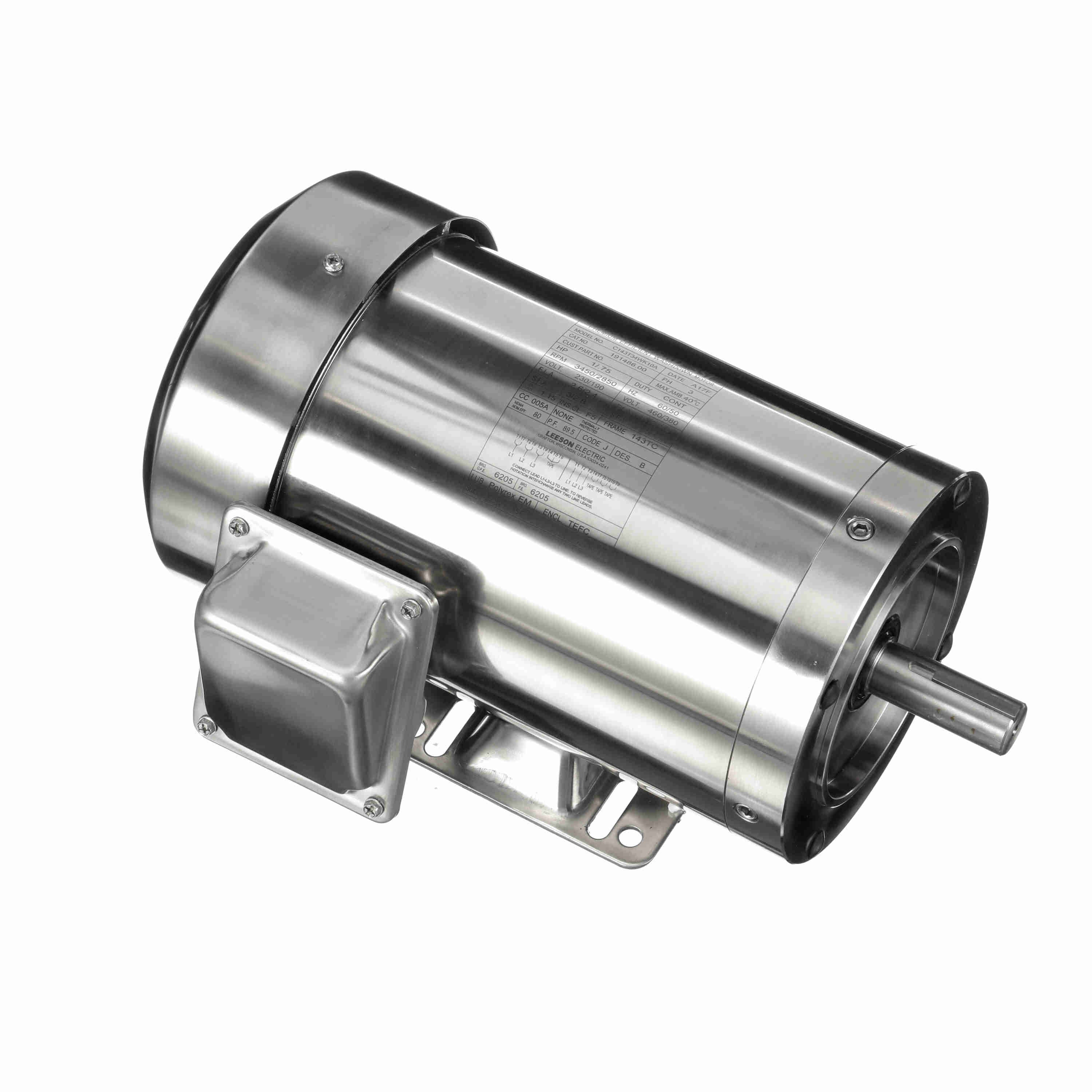 191486.00 1HP Leeson Electric SS Motor, Washdown